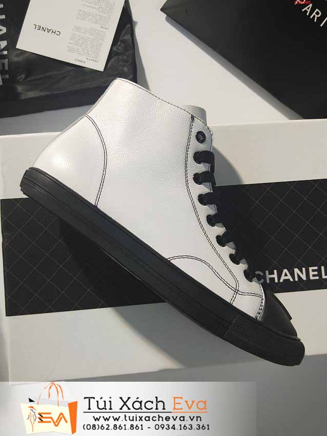 Giày Chanel Siêu Cấp Màu Trắng Phối Đen Chữ C Đẹp.