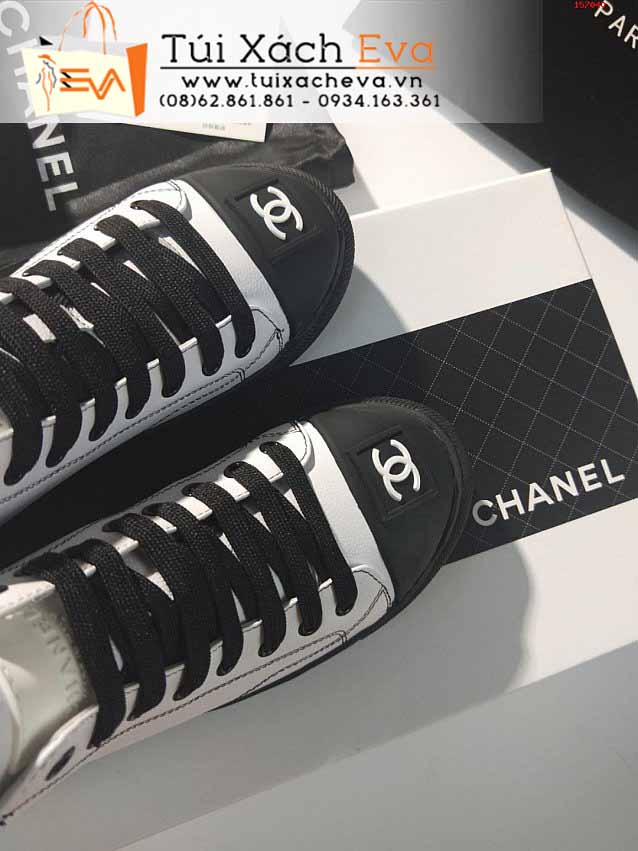 Giày Chanel Siêu Cấp Màu Trắng Phối Đen Chữ C Đẹp.
