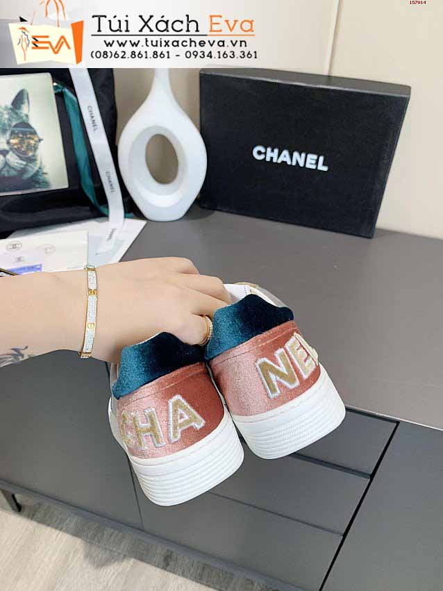Giày Chanel Siêu Cấp Màu Xám Phối Cam Chữ C Đẹp.