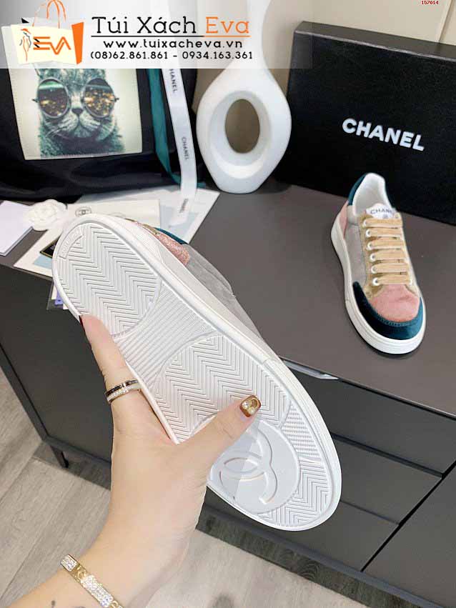 Giày Chanel Siêu Cấp Màu Xám Phối Cam Chữ C Đẹp.