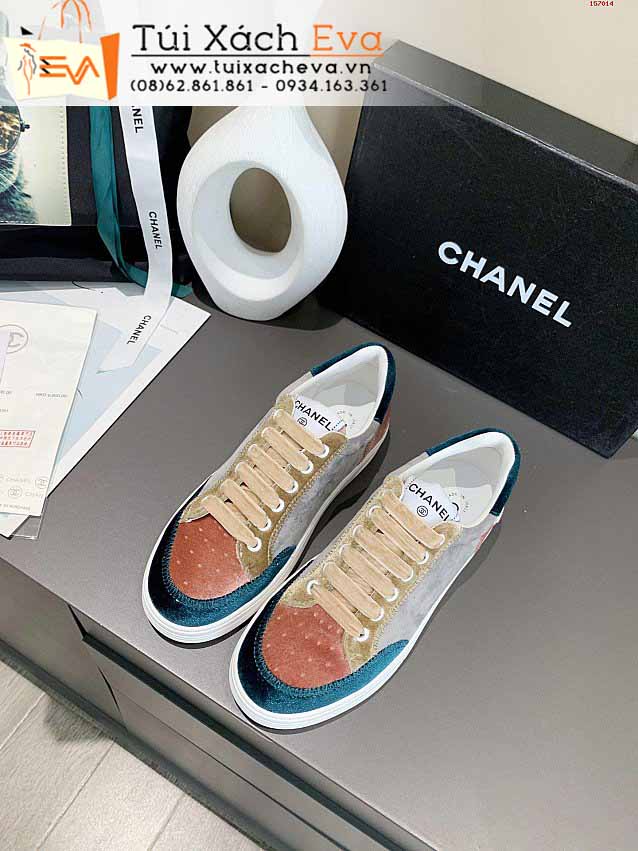 Giày Chanel Siêu Cấp Màu Xám Phối Cam Chữ C Đẹp.