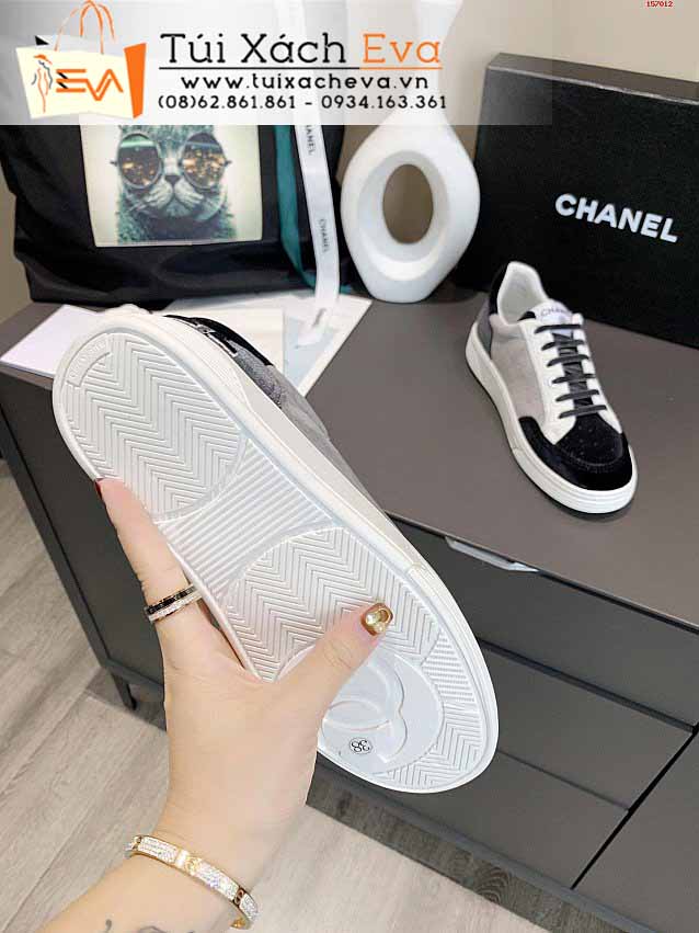 Giày Chanel Siêu Cấp Màu Xám Phối Trắng Chữ C Đẹp.