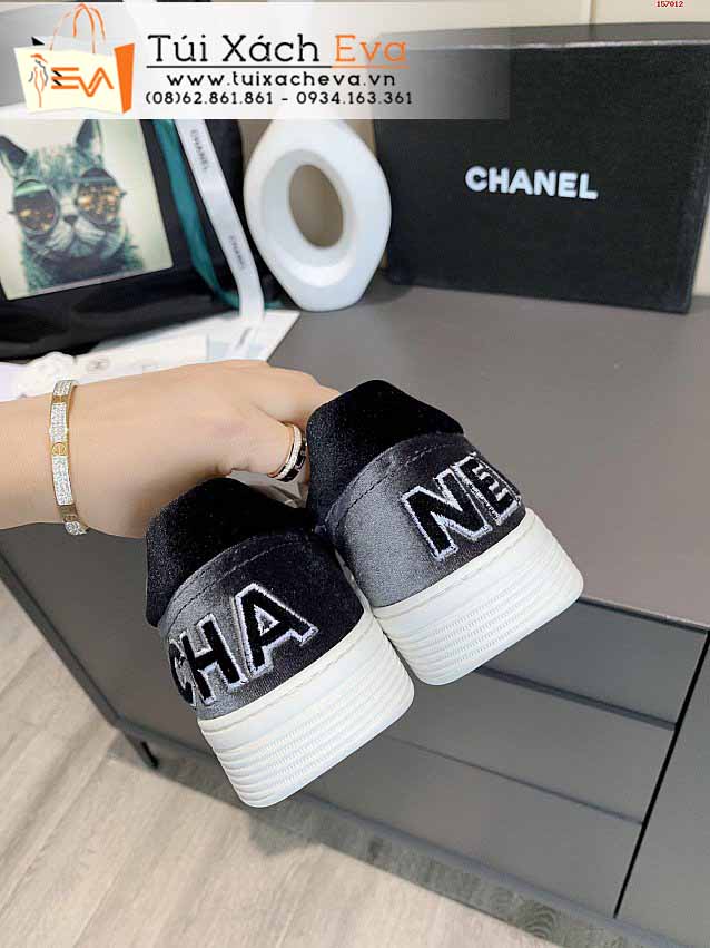 Giày Chanel Siêu Cấp Màu Xám Phối Trắng Chữ C Đẹp.