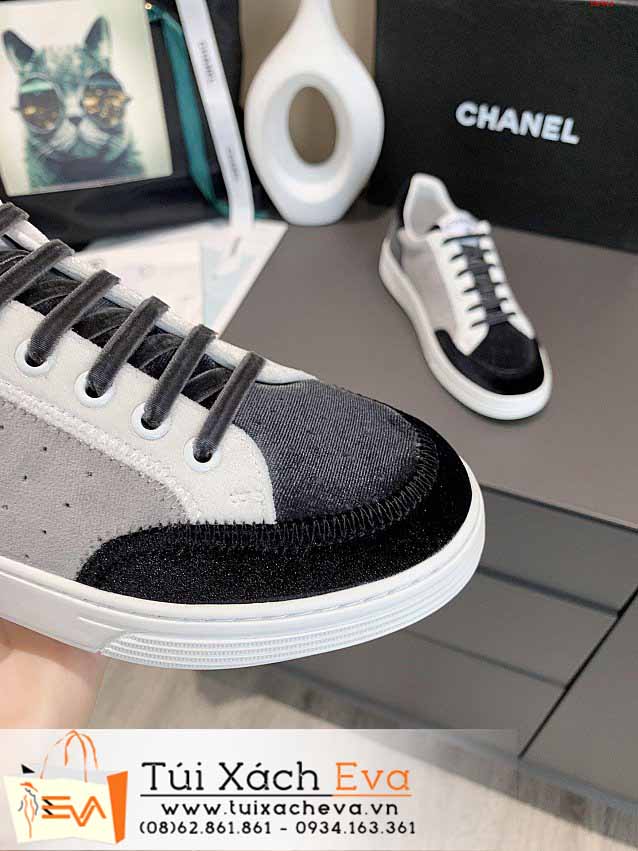 Giày Chanel Siêu Cấp Màu Xám Phối Trắng Chữ C Đẹp.