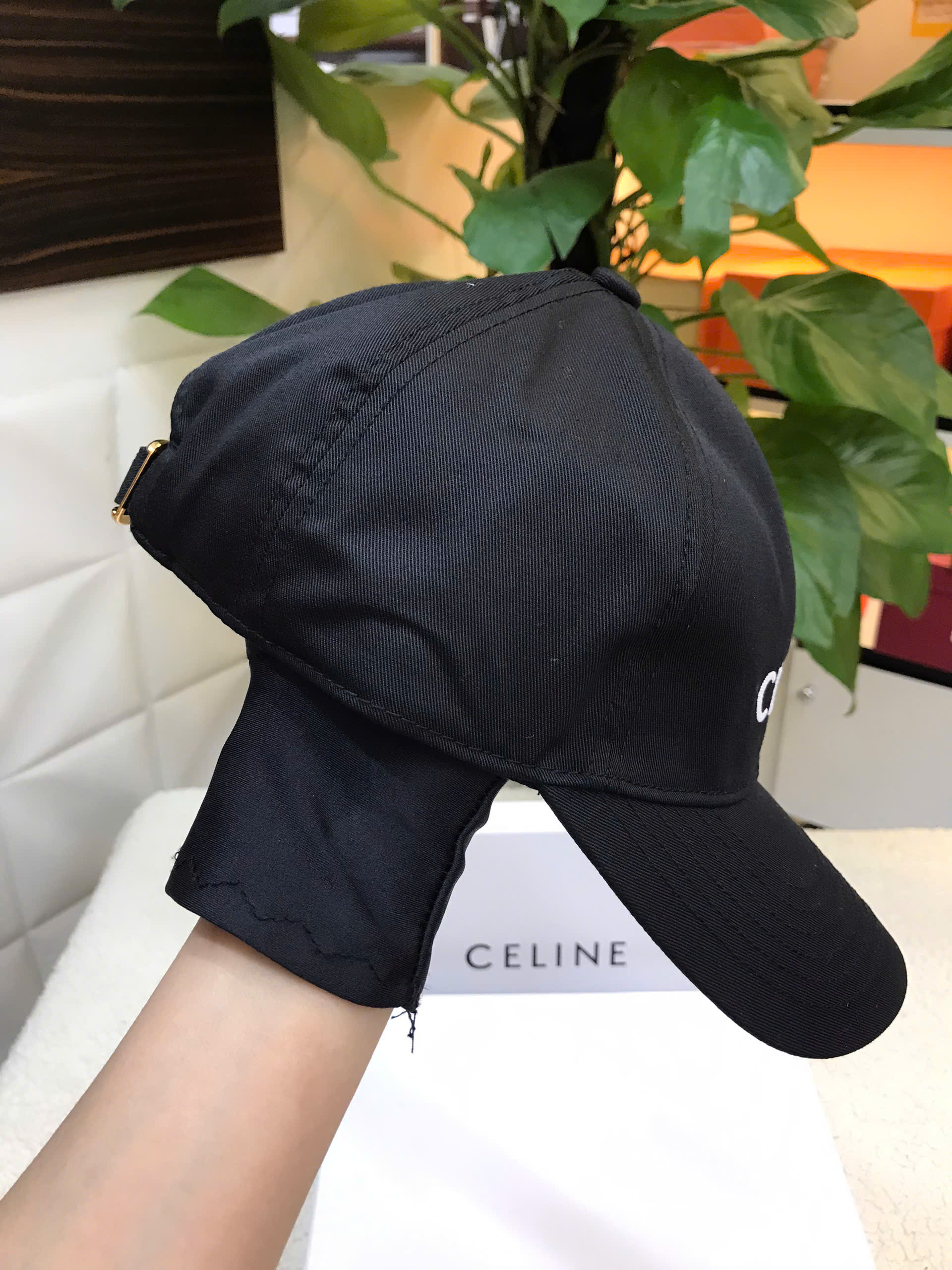 Mũ Celine Baseball Cap In Cotton Black Siêu Cấp