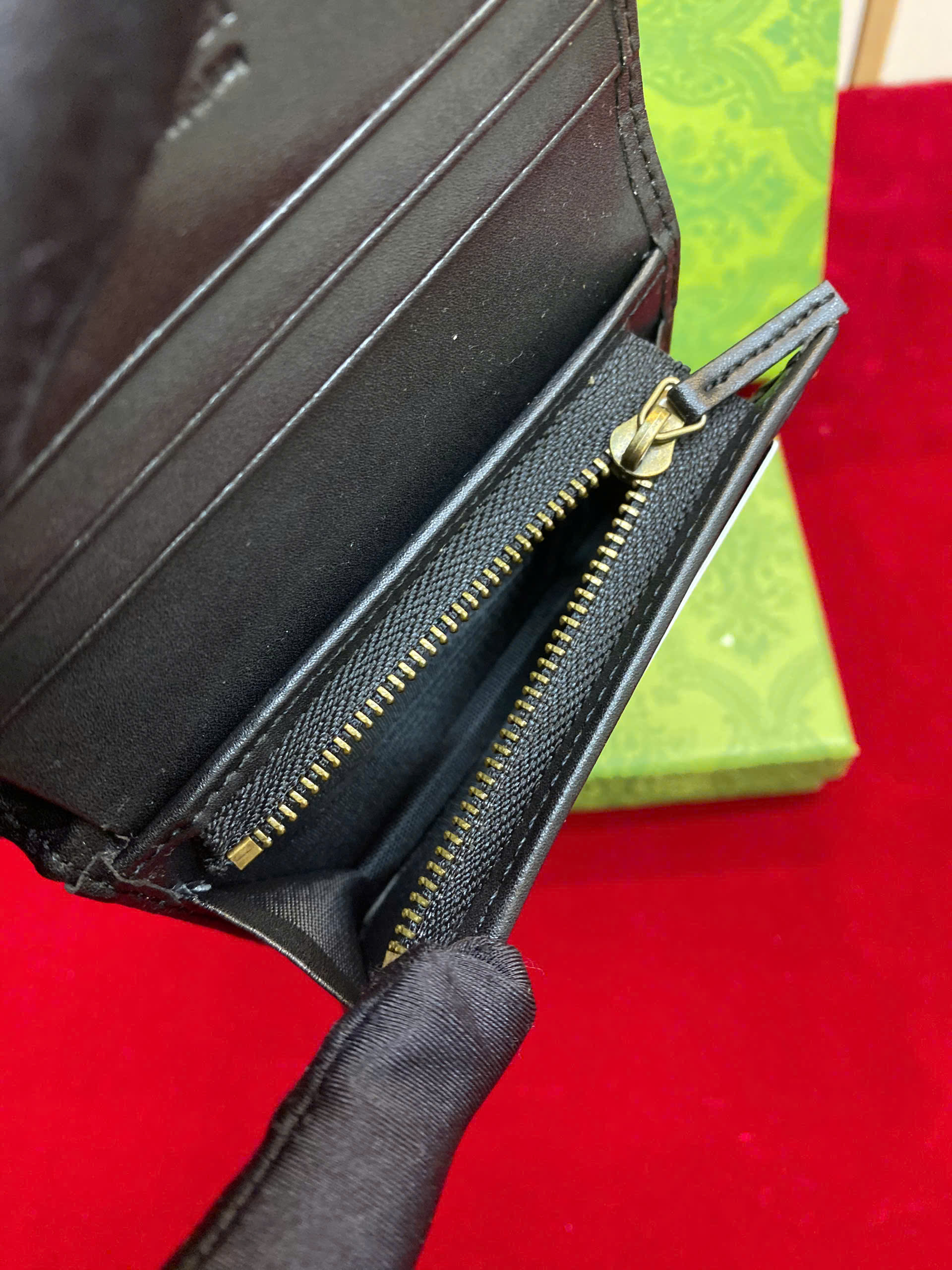 Ví GG Marmont Card Case Wallet Black Super Màu Đen Size 11.5cm
