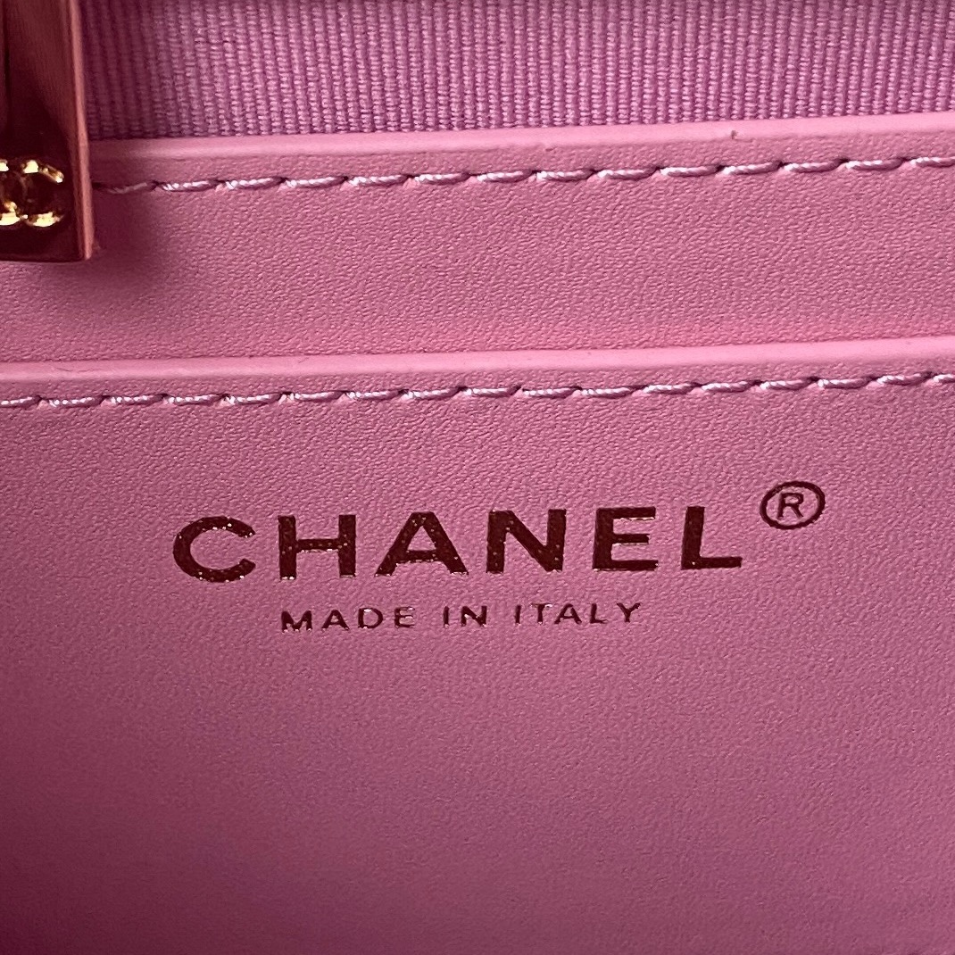 Balo Chanel 23S SIêu Cấp Màu Hồng Size 18cm AS4058
