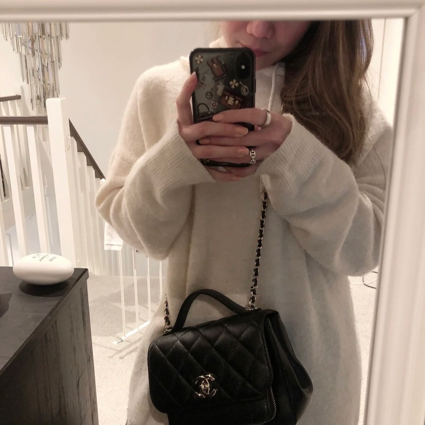 Túi Xách Chanel Super Business Affinity Màu Đen Khóa Vàng Size 25cm
