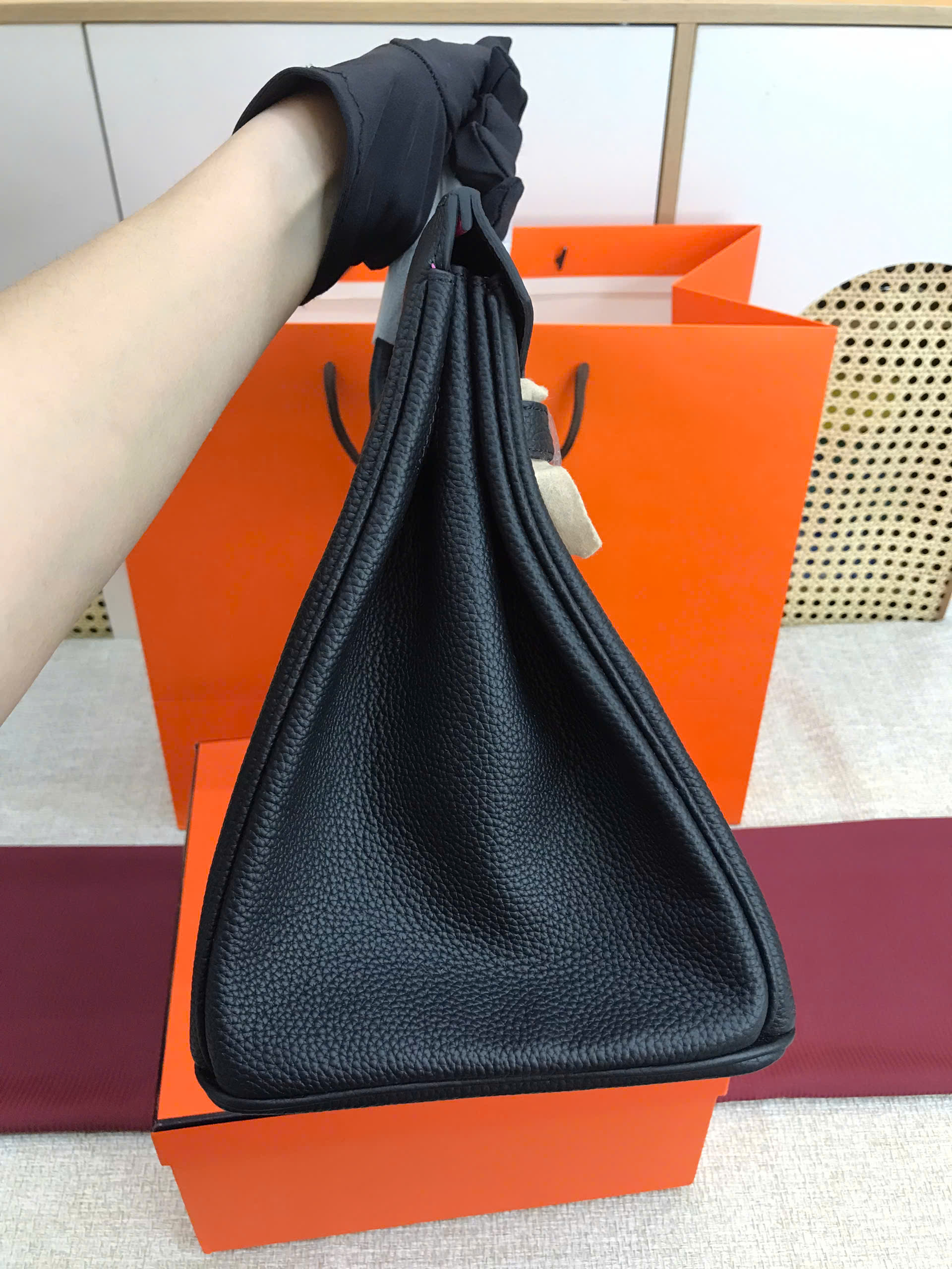 Túi Hermes Birkin Super Màu Đen Lót Hồng Size 35cm