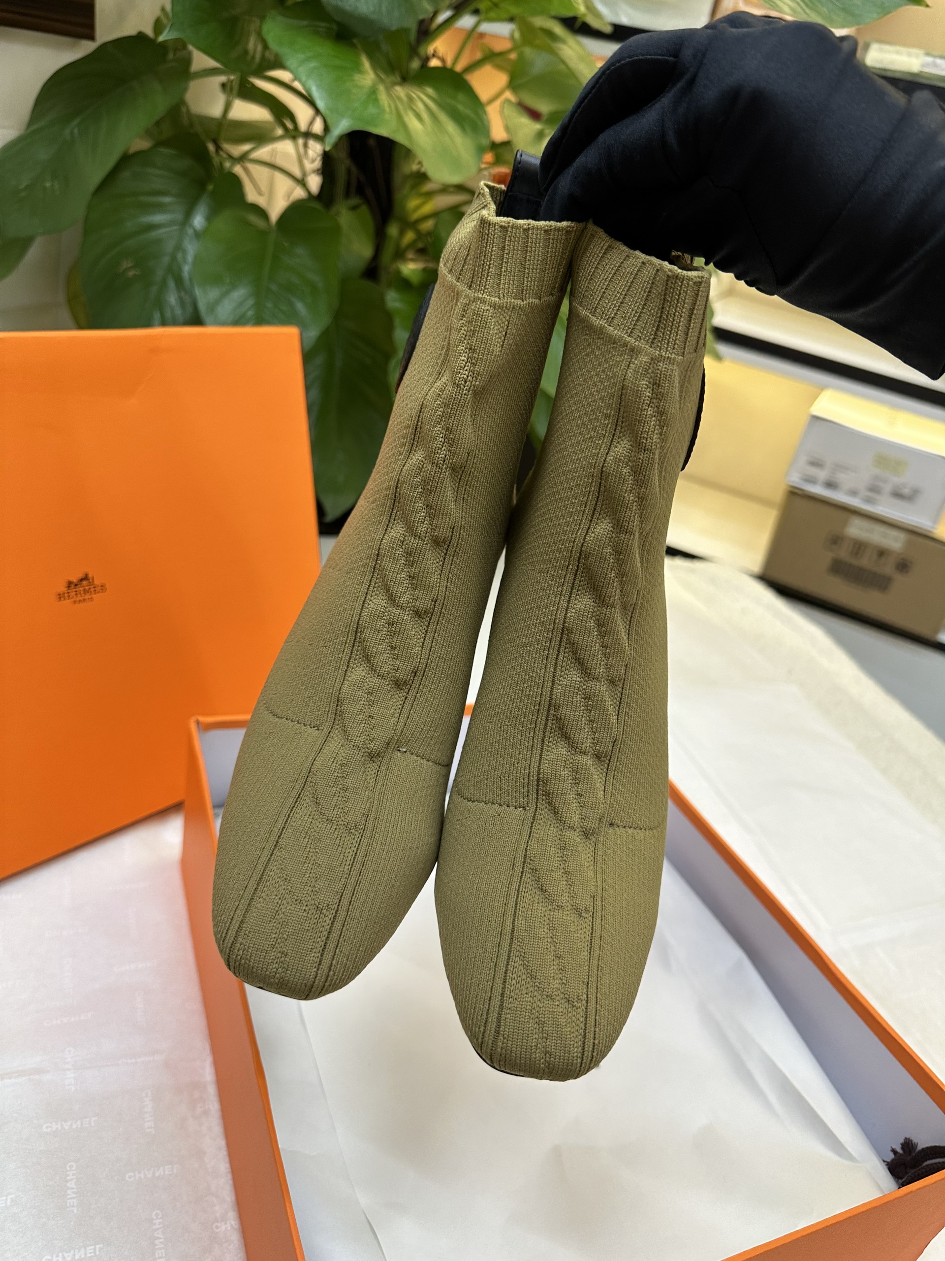 Giày Hermes Jenna 90 Ankle Boot Green Siêu Cấp Size 36