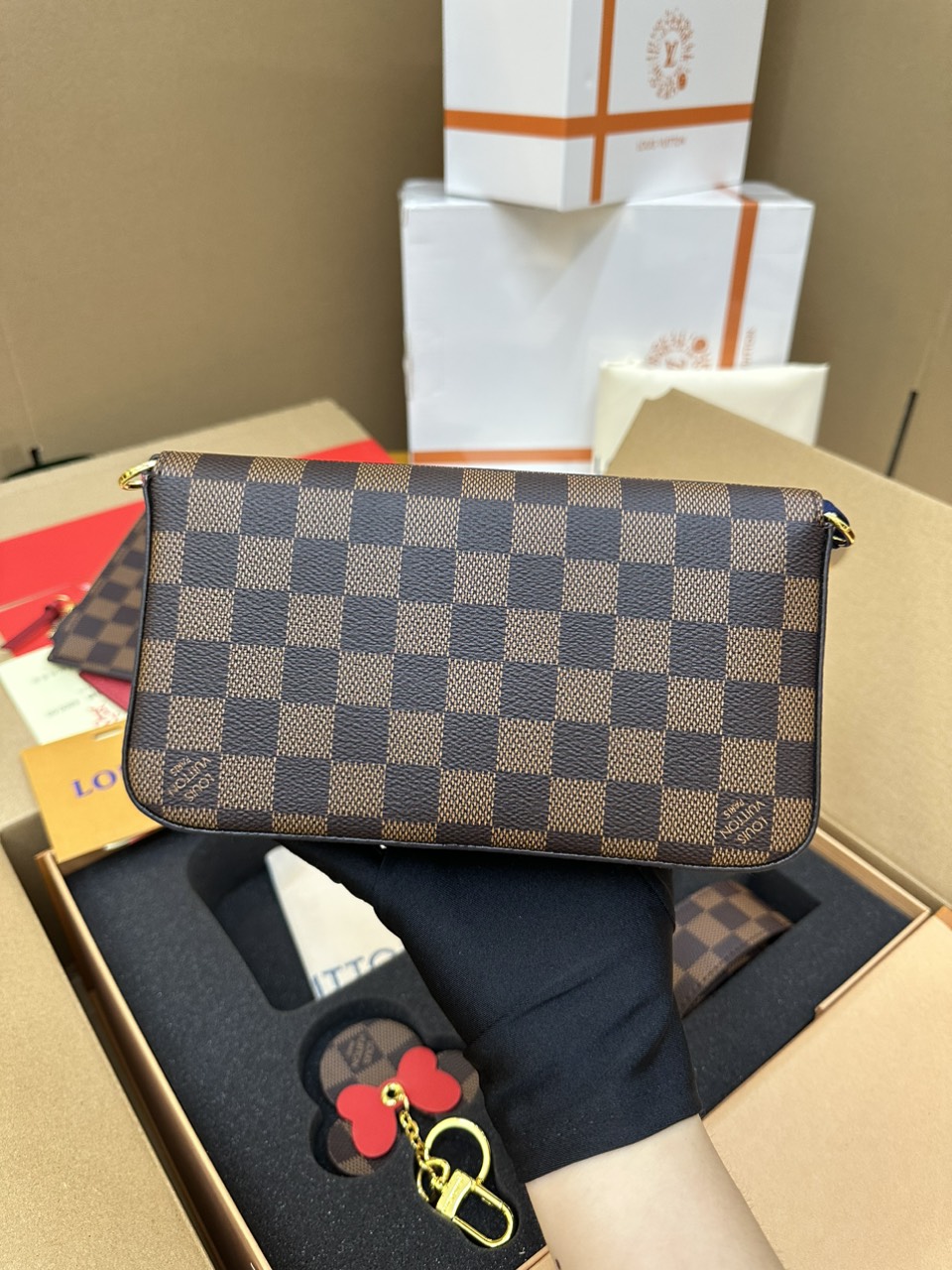 Túi Xách LV Félicie Pochette Super Màu Nâu Size 21cm Fullbox