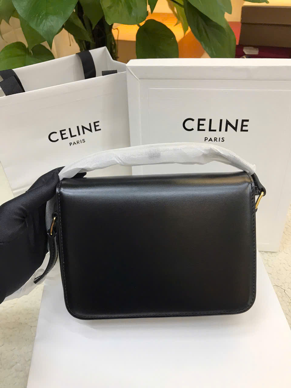 Túi Celine Teen Triomphe Bag In Shiny Calfskin Siêu Cấp Size 18cm