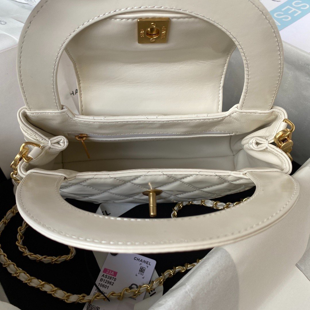 Túi Xách Chanel Hoa Trà Siêu Cấp Màu Trắng Size 22 AS3970