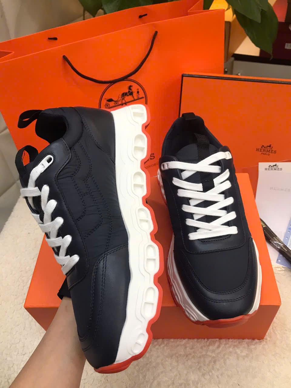 Giày Hermes Tenis Impulse Color Marine Vip Màu Xanh Size 43