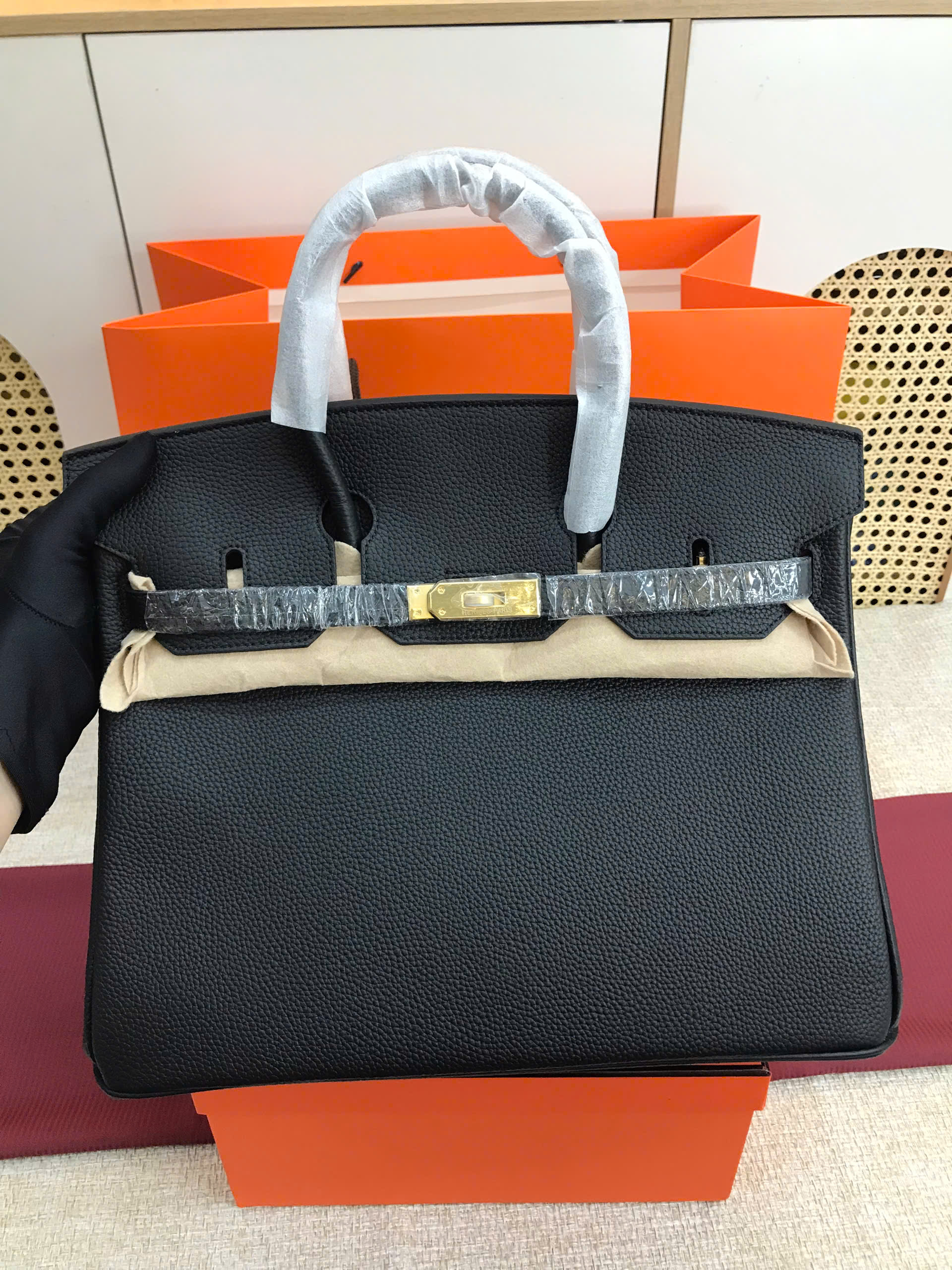 Túi Hermes Birkin Super Màu Đen Lót Hồng Size 35cm