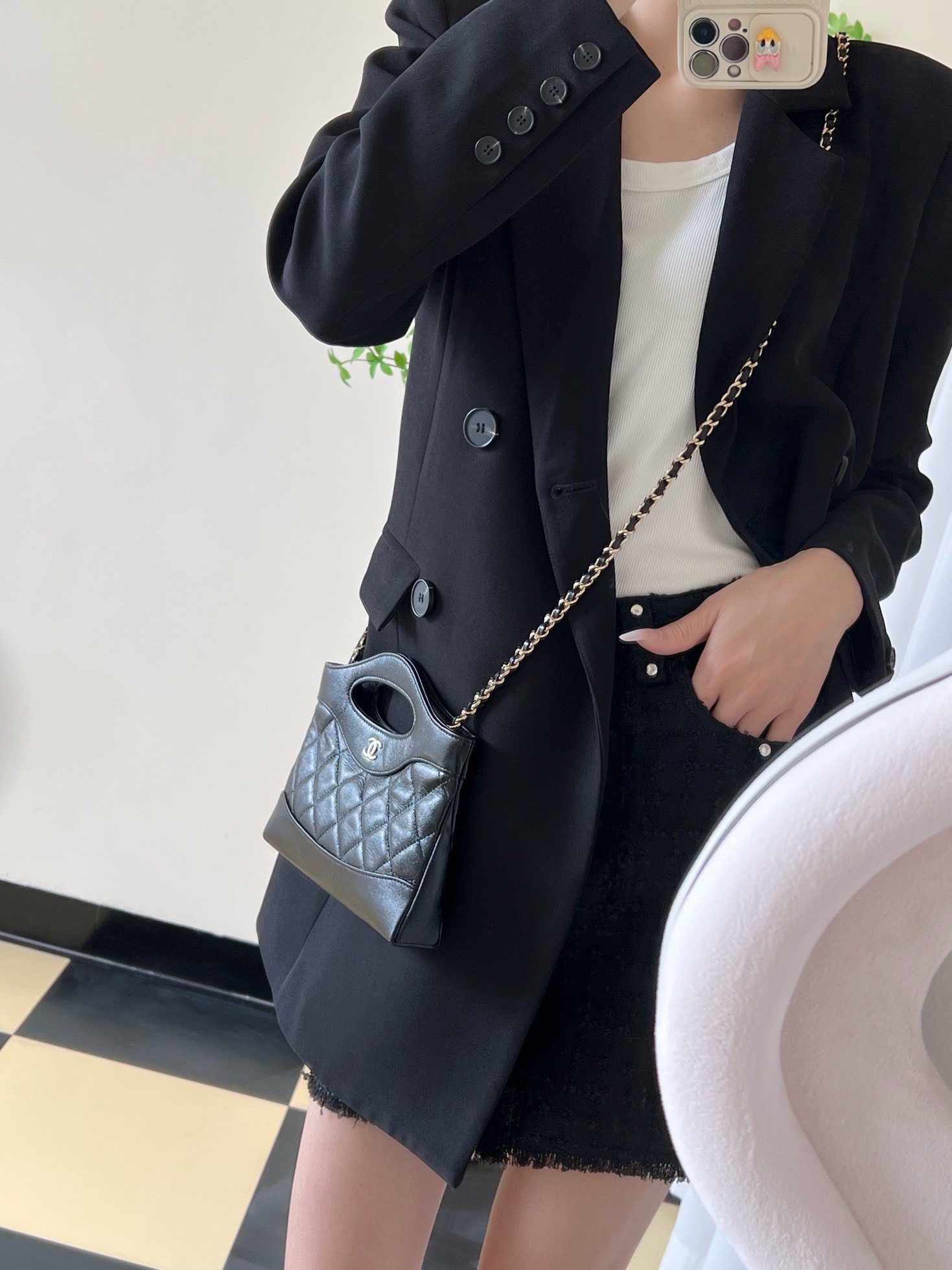 Túi Chanel 24C 31 Mini Nano Bag Super Màu Đen Size 21cm
