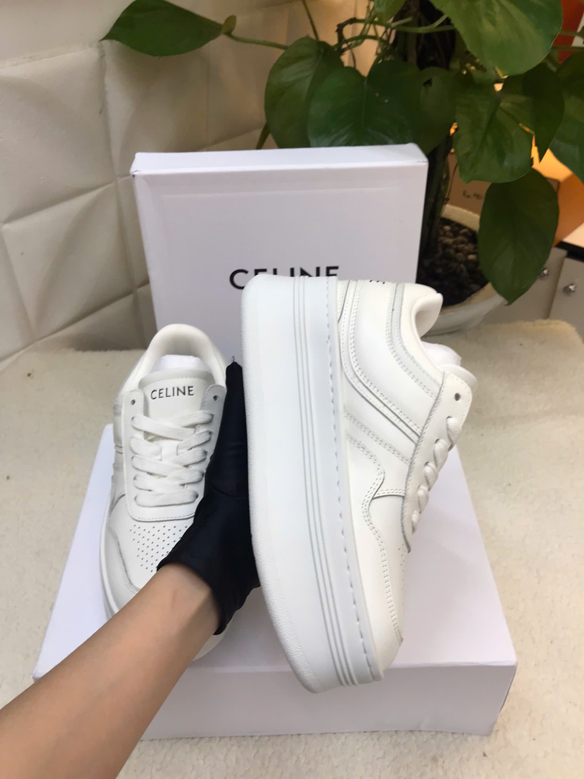 Giày Celine Block Sneakers With Wedge Outsole In Calfskin Siêu Cấp Size 35