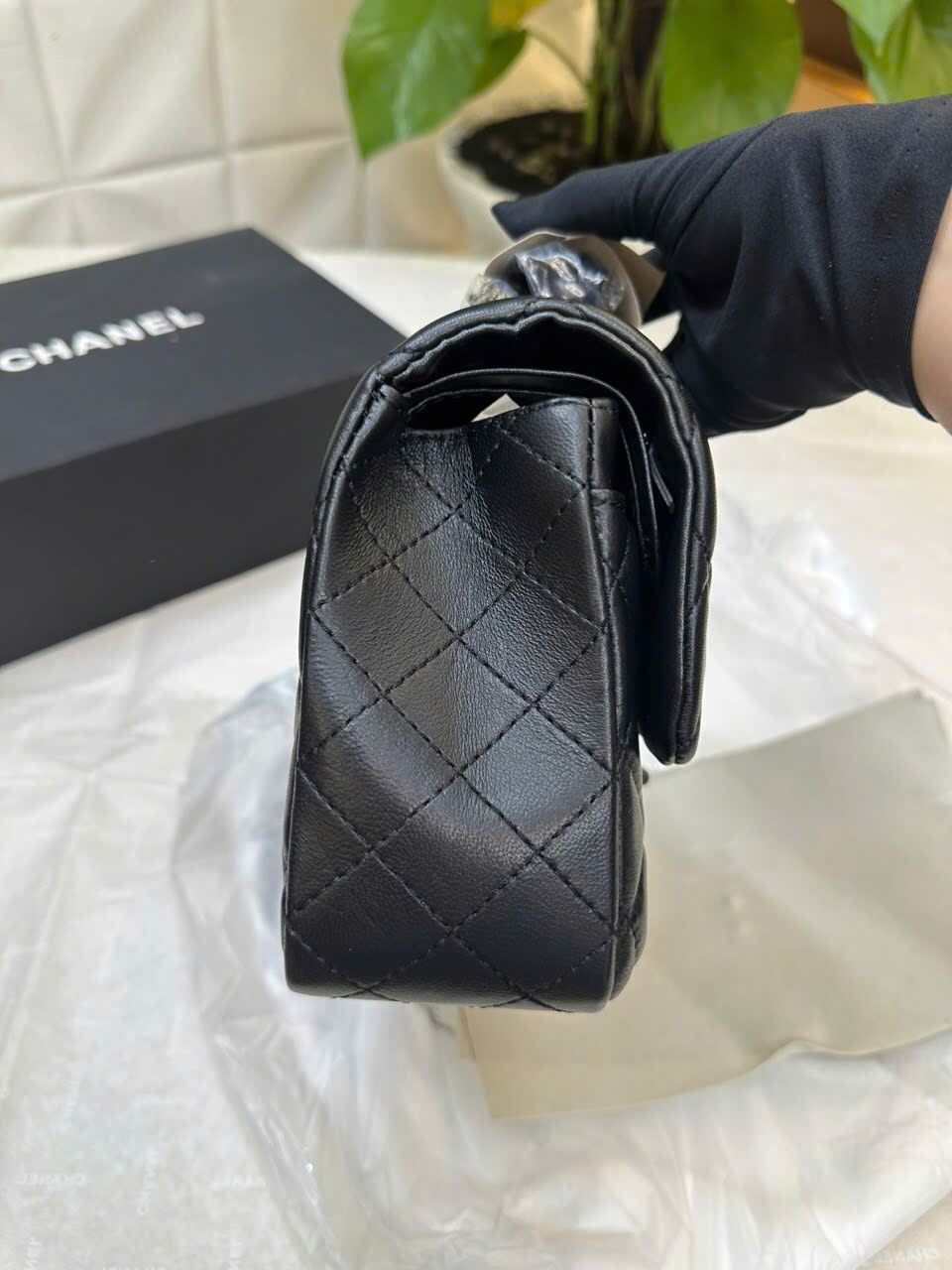 Túi Chanel Classic Flap Super Màu Đen Khóa Đen Size 25cm