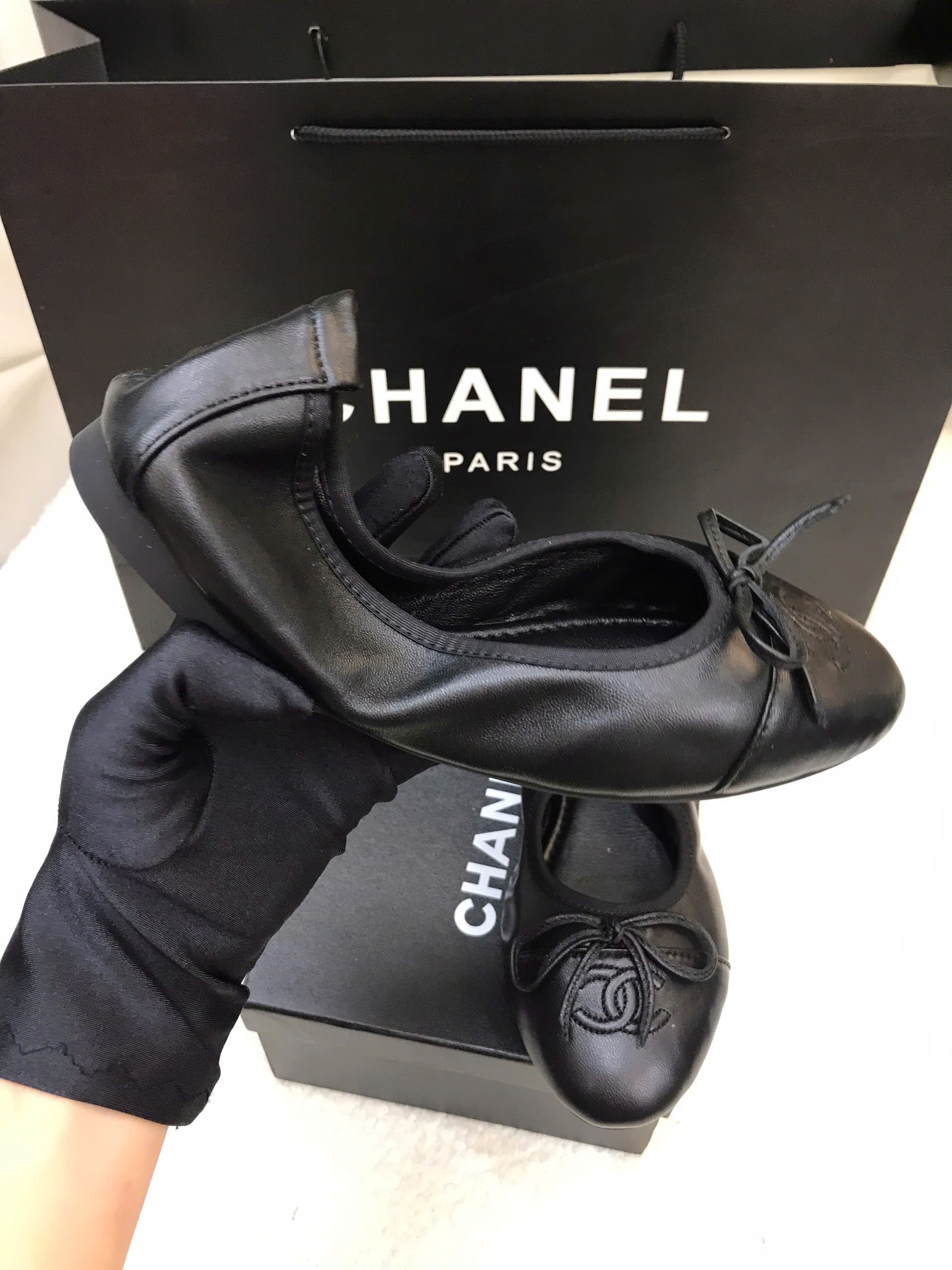 Giày Ballerina Chanel Siêu Cấp Màu Đen Size 38