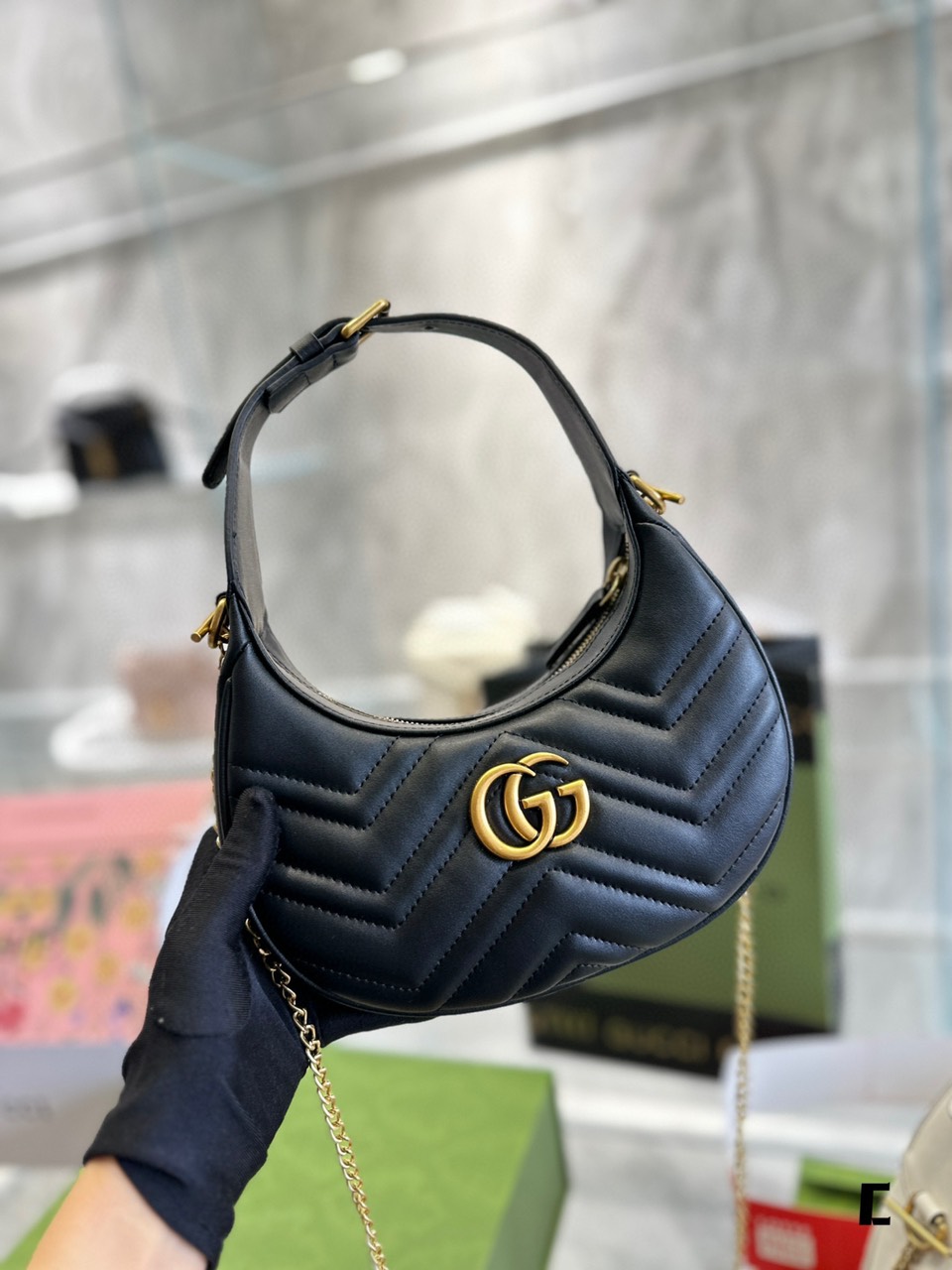 Tổng Hợp Túi Xách Gucci Super GG Marmont Half-Moon-Shaped Size  21.5 cm x 11 cm x 5 cm