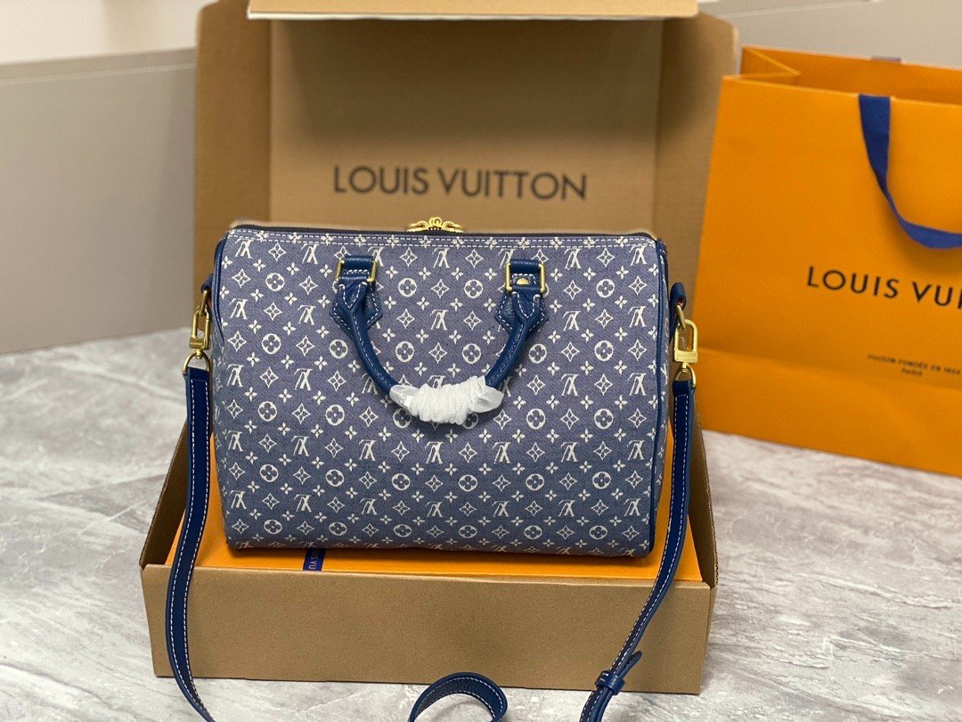 Túi Xách LV Speedy Bandoulière 30  Siêu Cấp Denim Xanh Size 30cm M95224