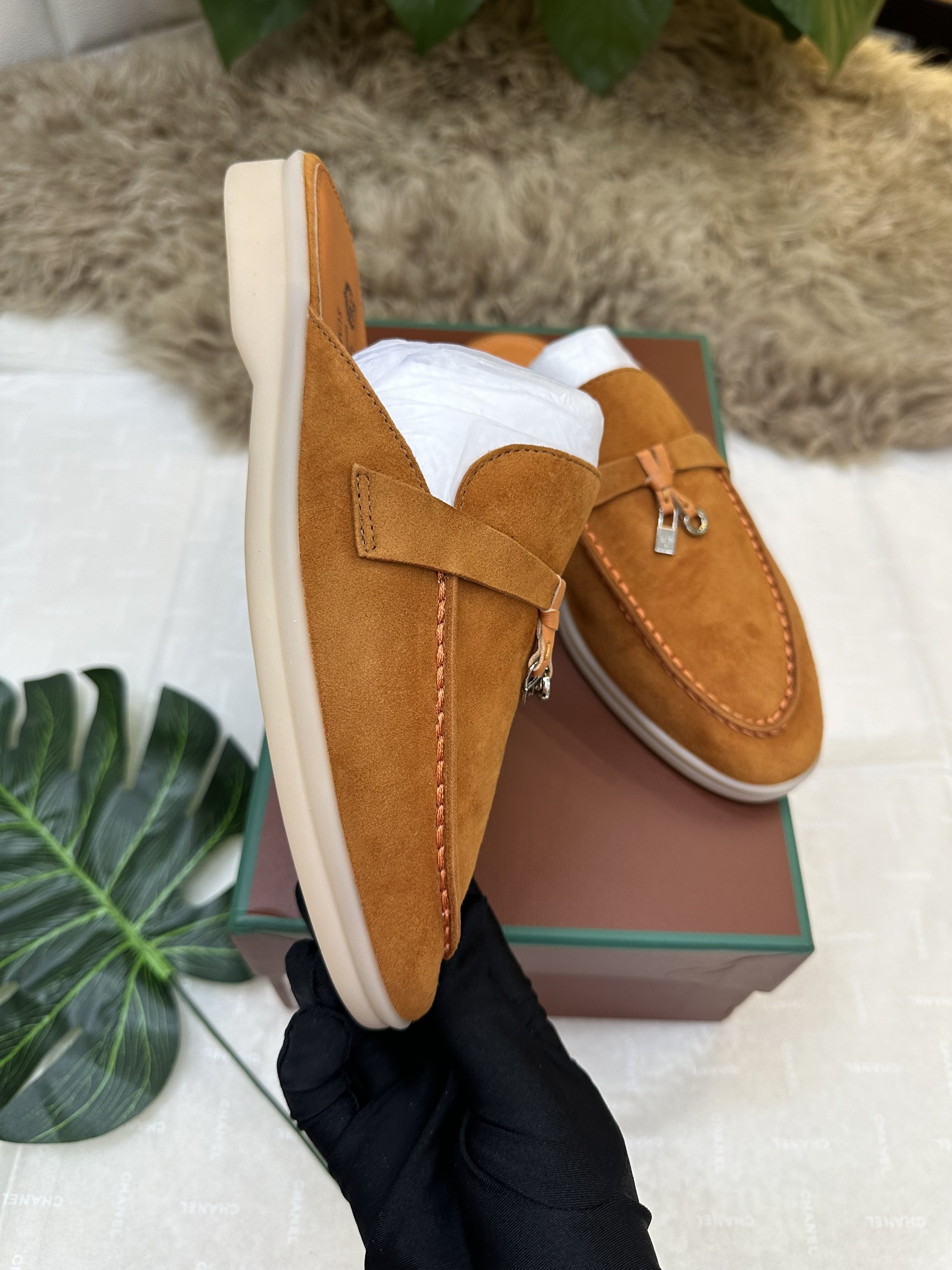 Giày Lười Loro Piana Siêu Cấp Màu Nâu Size 36