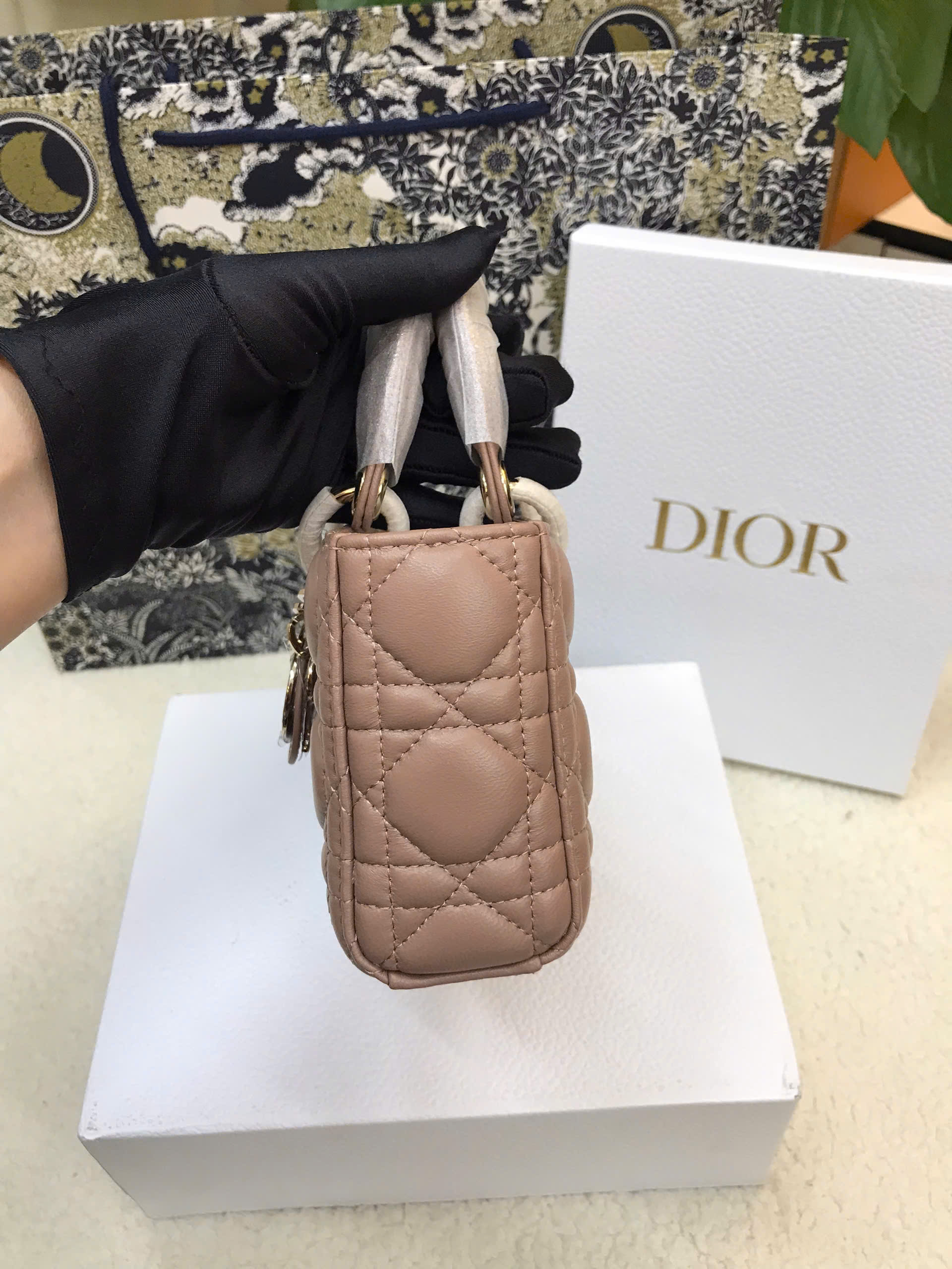 Túi Dior Small Lady D-Joy Bag Pale Pink Cannage Lambskin Siêu Cấp Màu Hồng Size 22cm