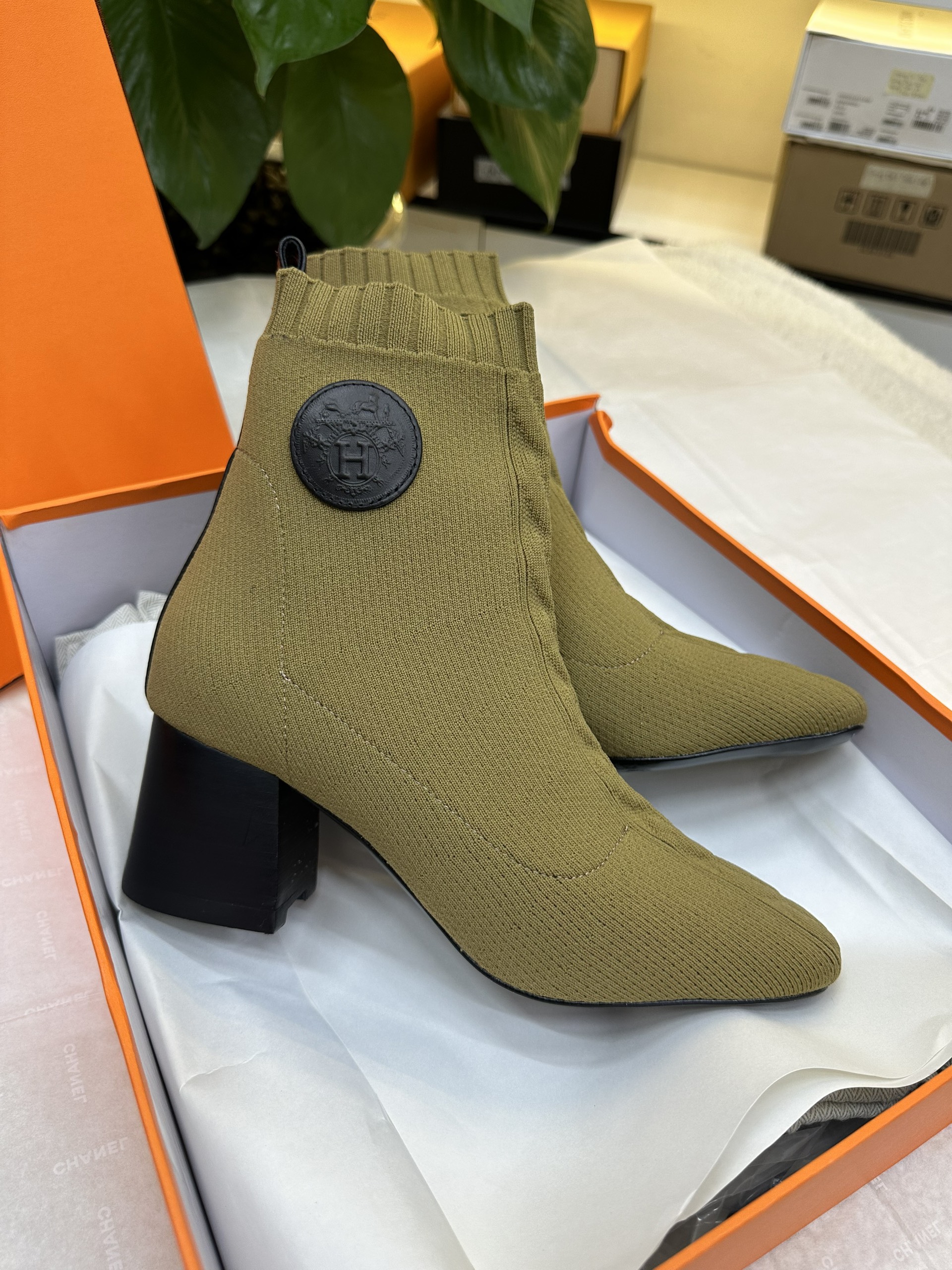 Giày Hermes Jenna 90 Ankle Boot Green Siêu Cấp Size 36