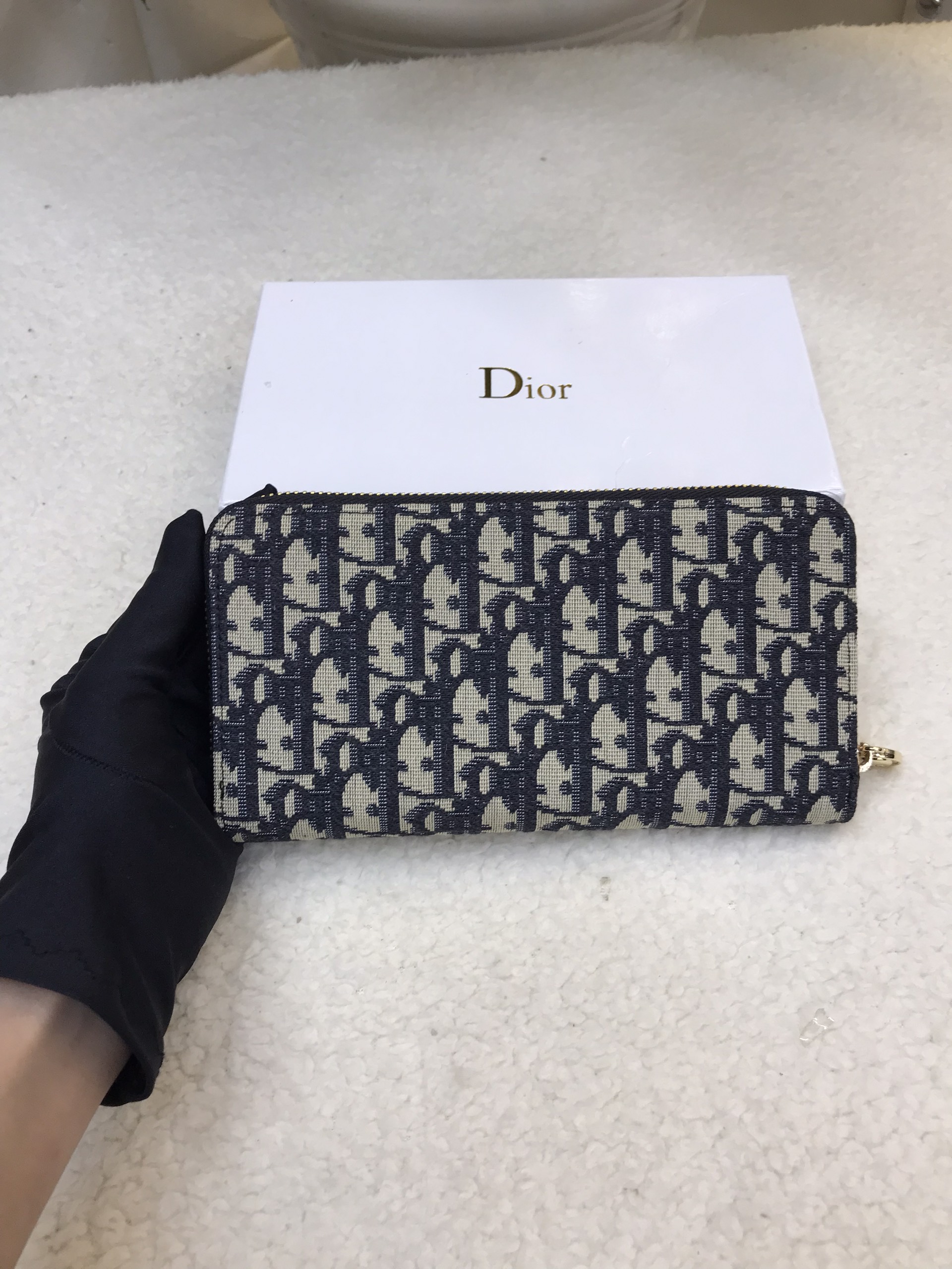 Ví Dior Zipped Long Wallet Super Màu Xanh Đen