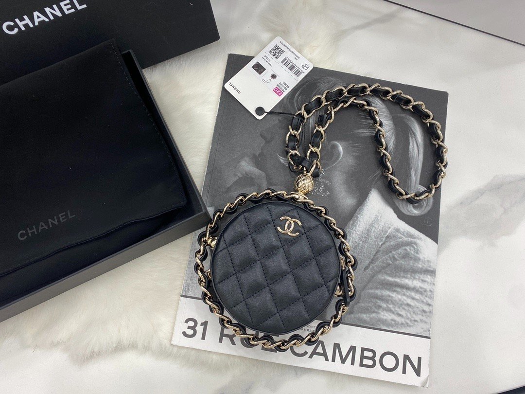 Túi Xách Chanel Tròn Siêu Cấp Size 12cm Màu Đen AP2568