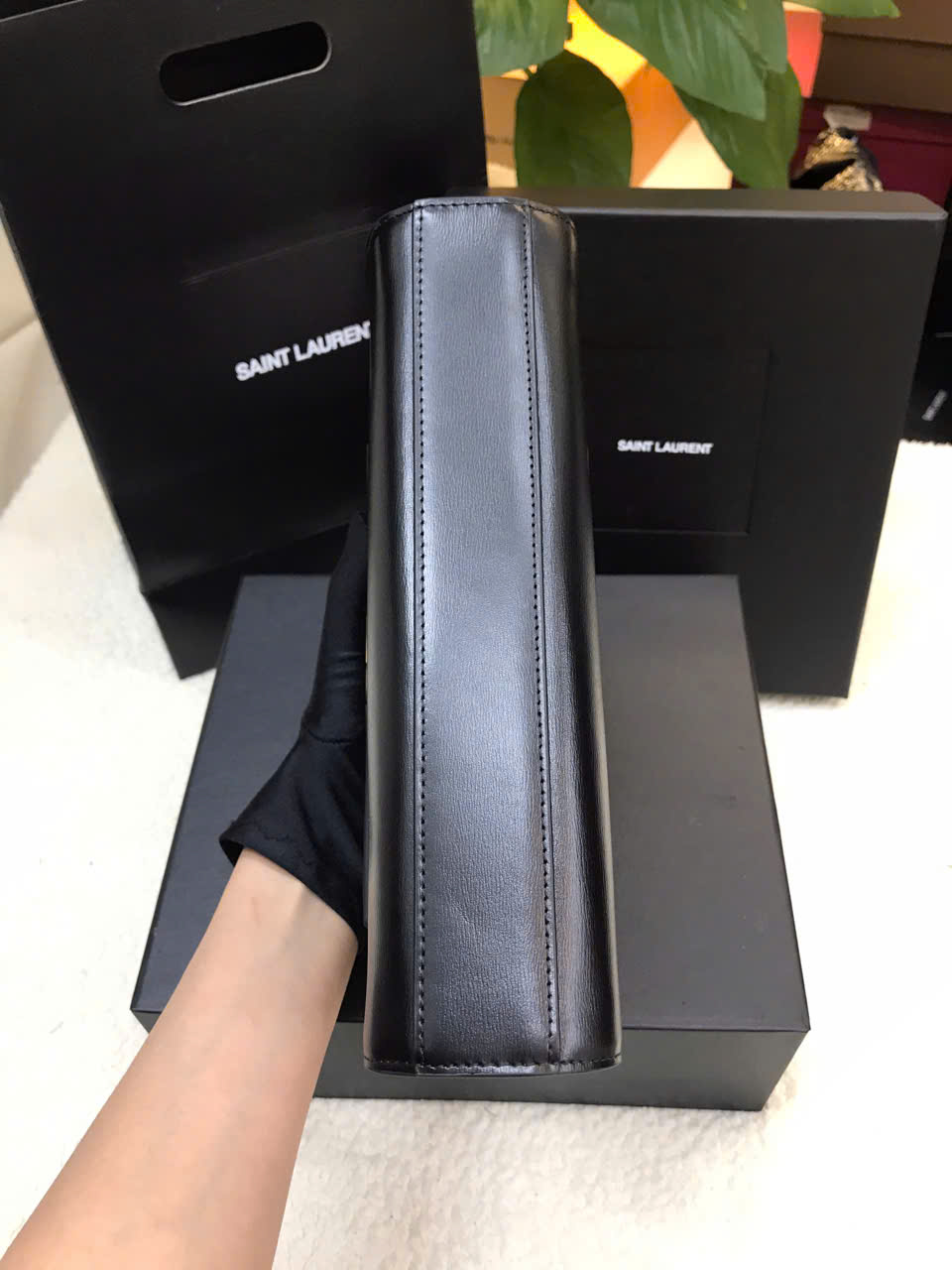 Túi YSL Manhattan Small In Box Saint Laurent Bag Vip Màu Đen Size 24cm