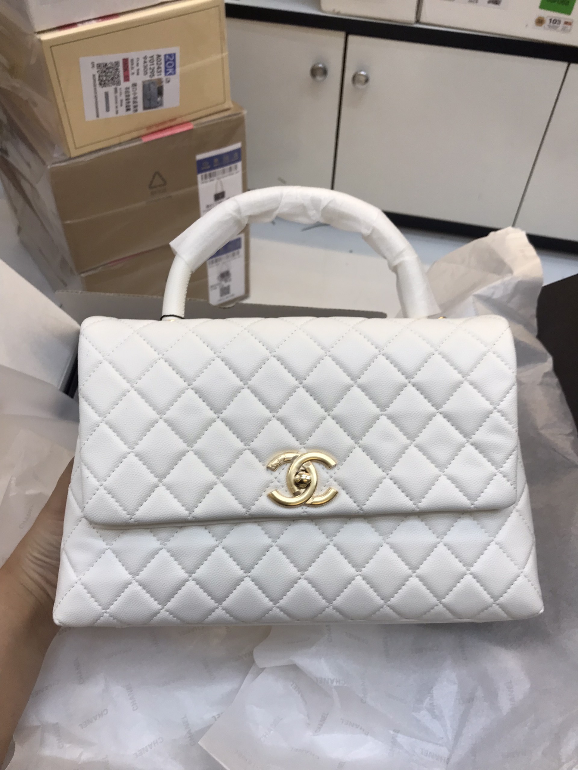Túi Xách Chanel Coco Super Màu Trắng Size 28cm Full box