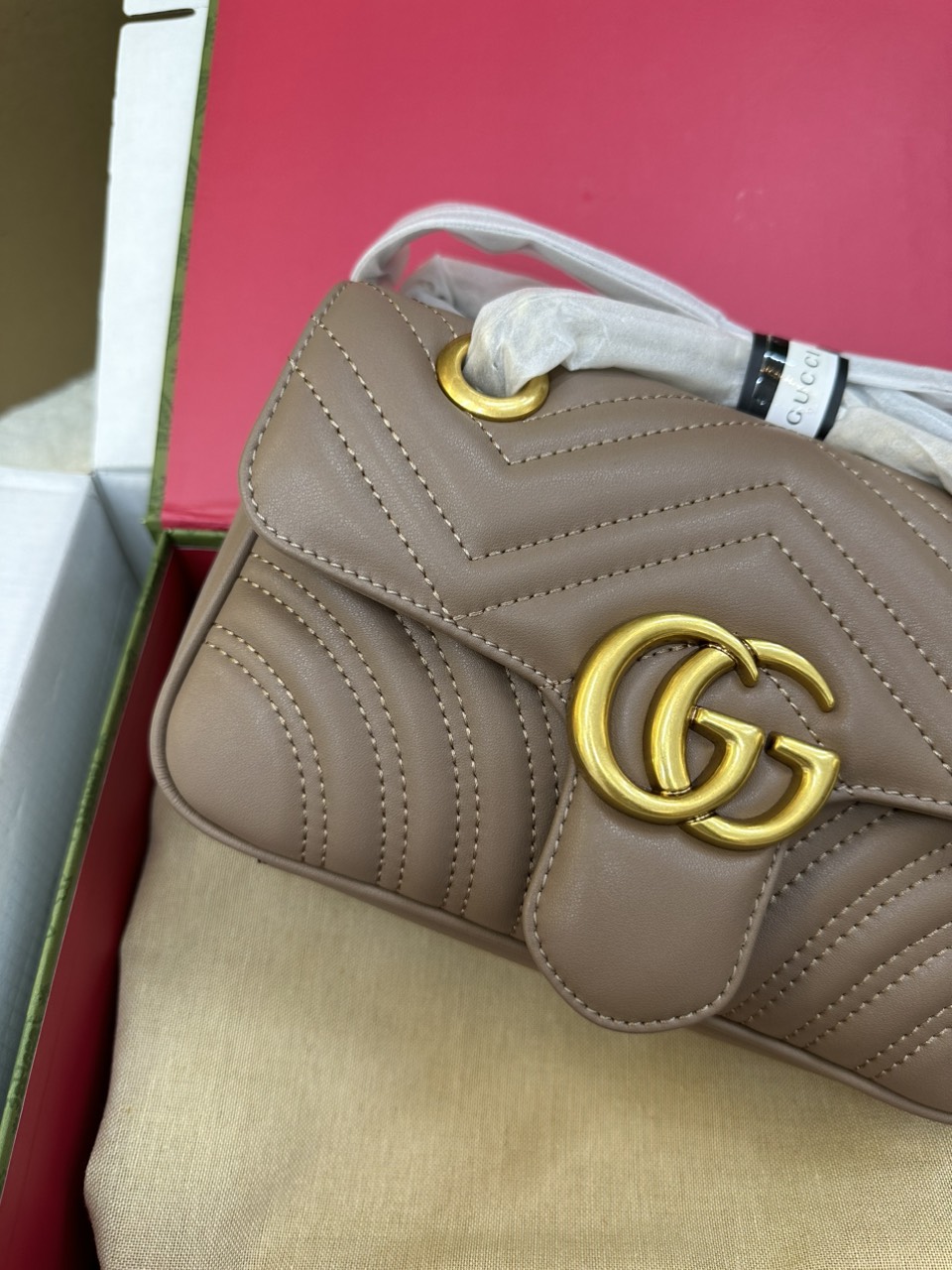 Túi Gucci GG Marmont Matelassé Leather Super Mini Màu Hồng Size 22cm