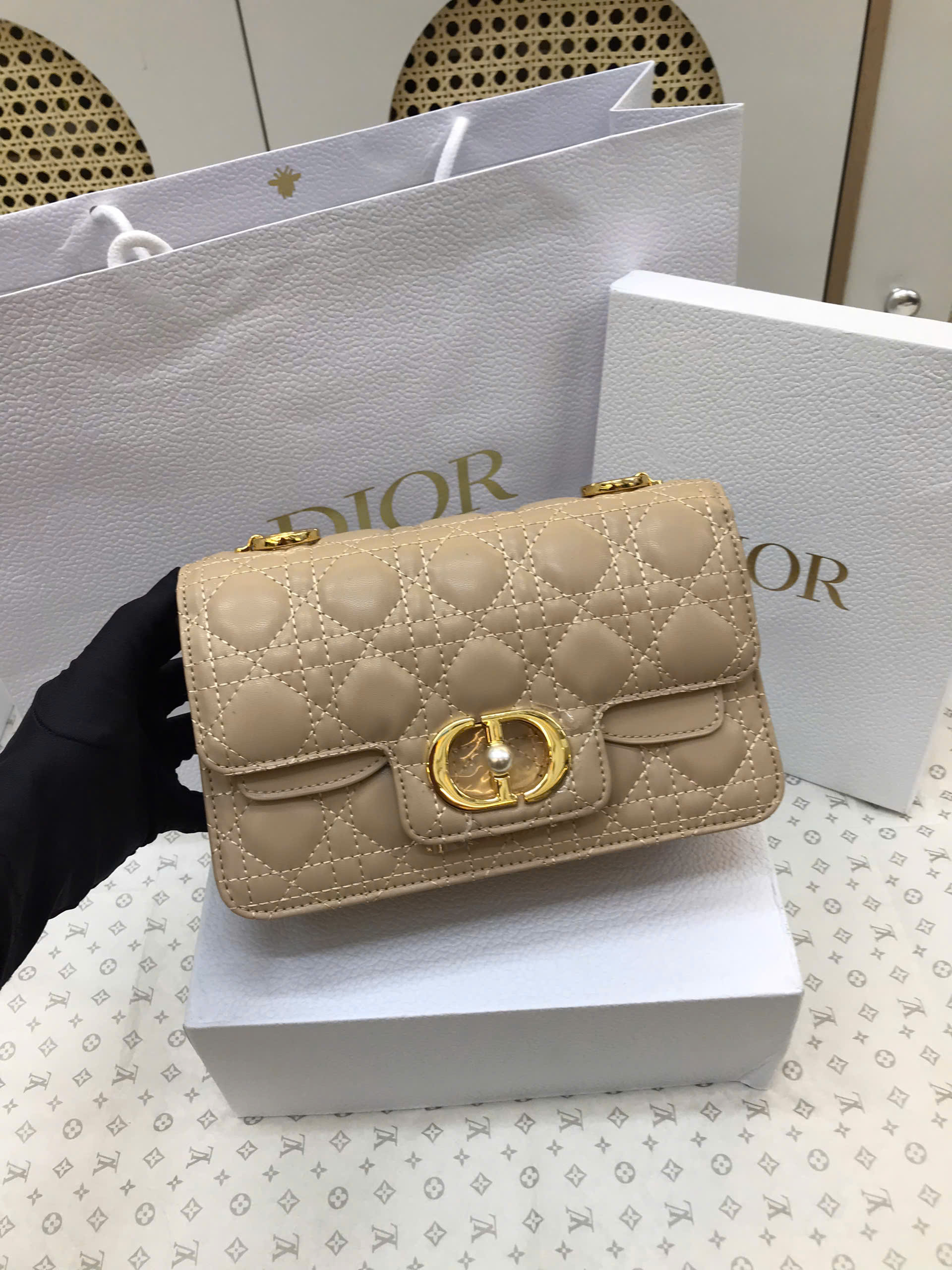 Túi Dior Small Dior Jolie Top Handle Bag Super Màu Be Size 22cm