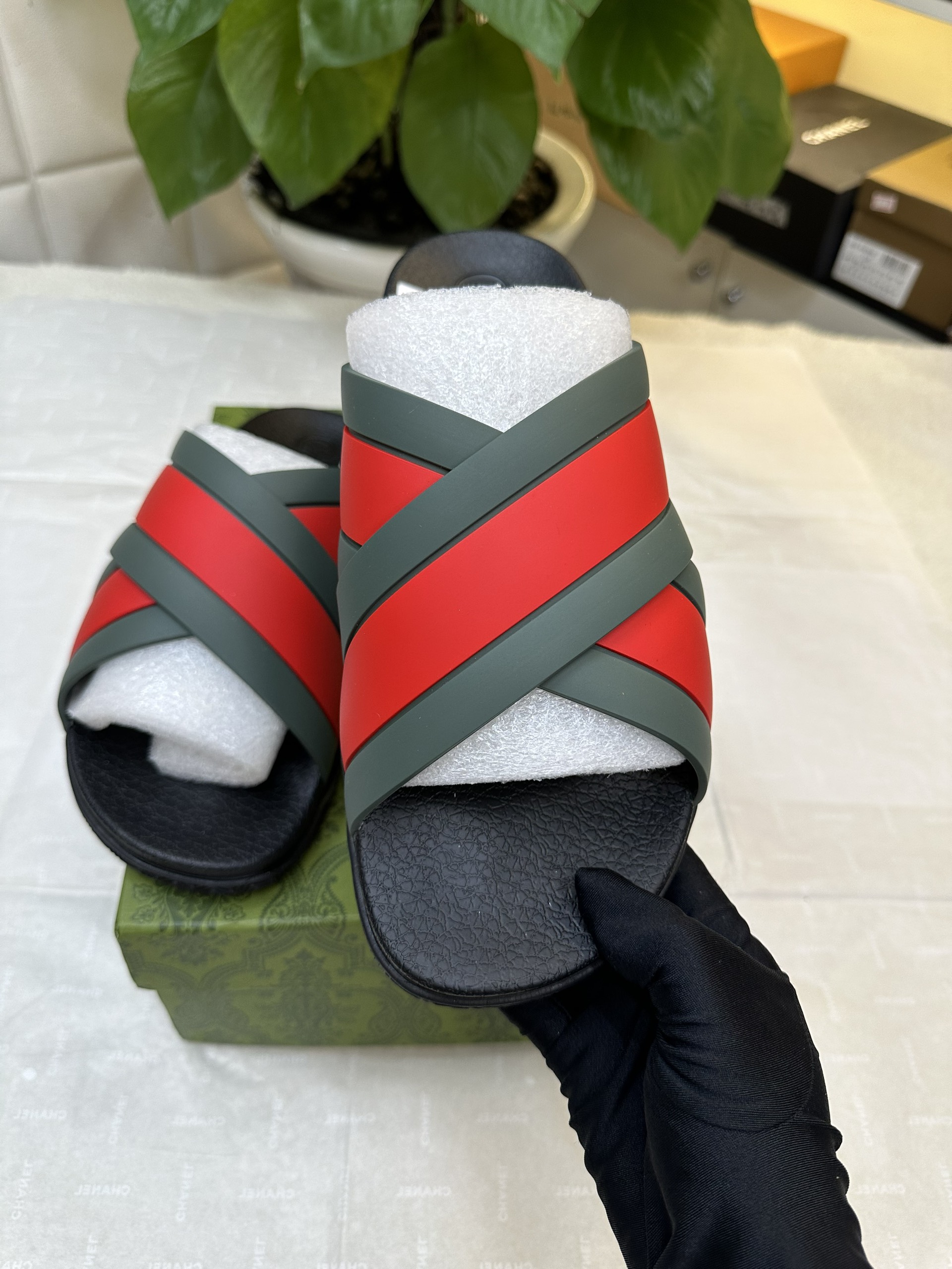 Dép Gucci Striped Rubber Slides Siêu Cấp Size 43