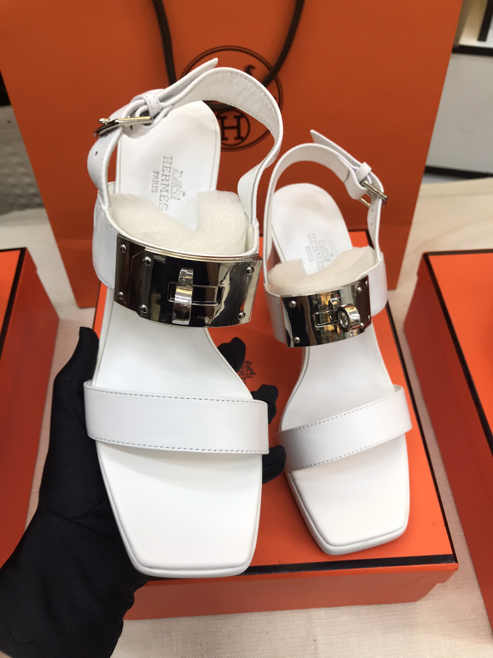 Giày Hermes Ilona 90 Sandal Siêu Cấp Màu Trắng Size 39