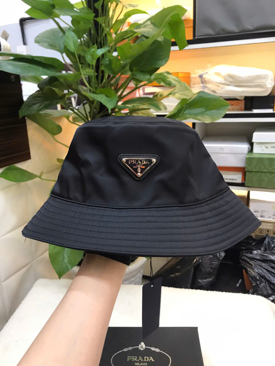 Nón Prada Re-Nylon Bucket Hat Siêu Cấp Màu Đen