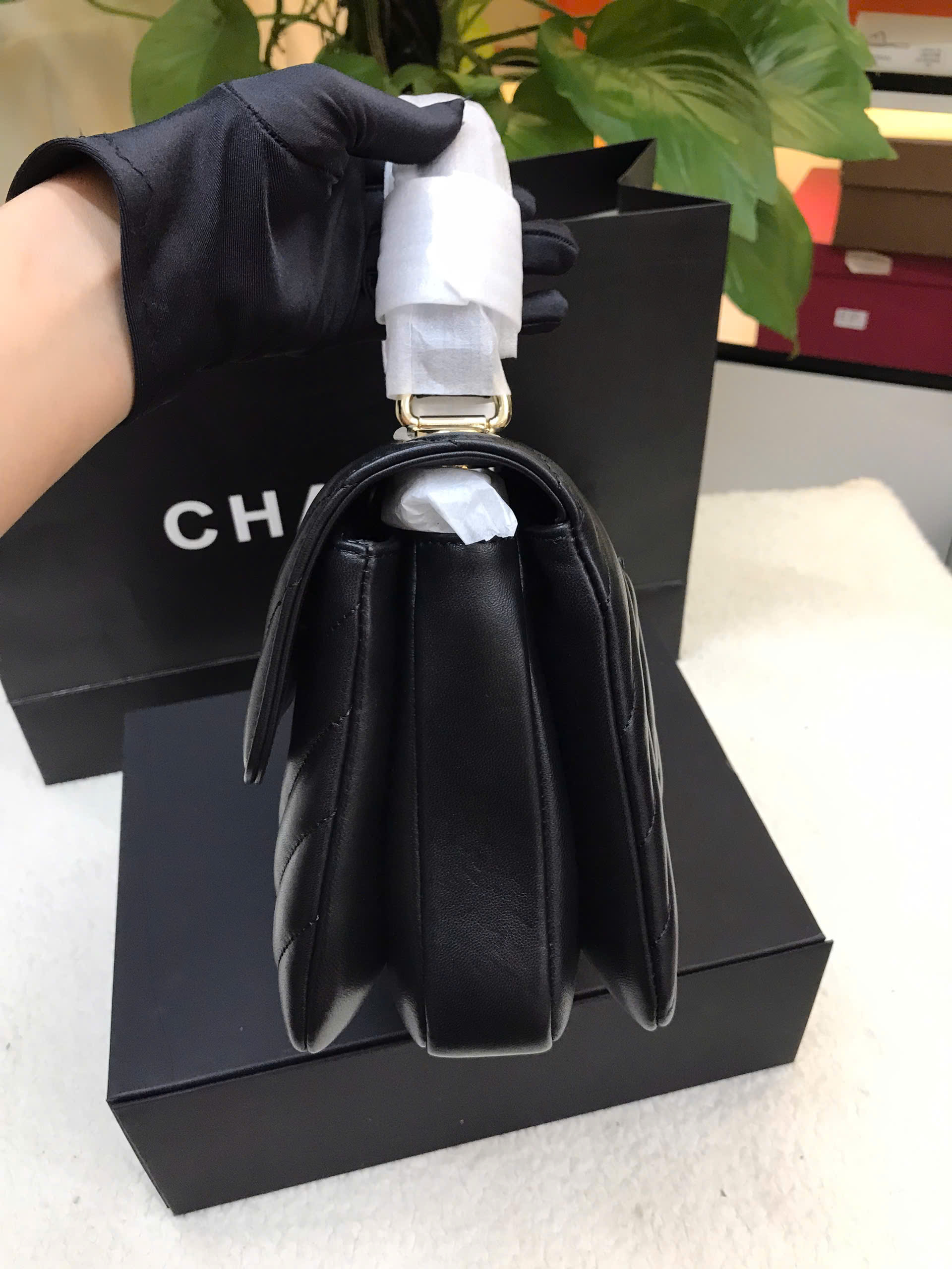 Túi Chanel Flap Bag With Top Handle Bag Vip Màu Đen Size 25cm