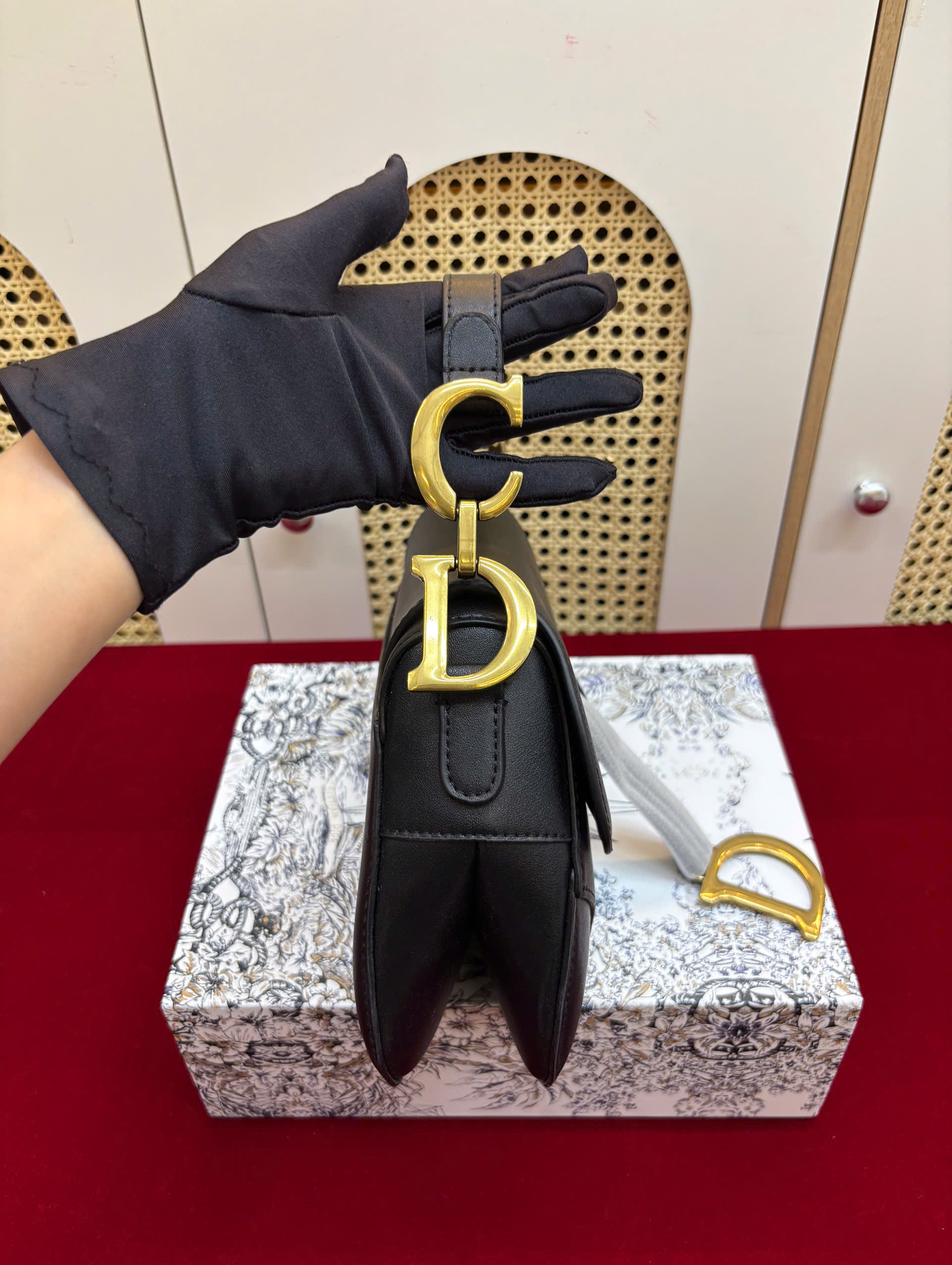 Túi Xách Dior Saddle Bag With Strap Super Màu Đen Size 25.5cm