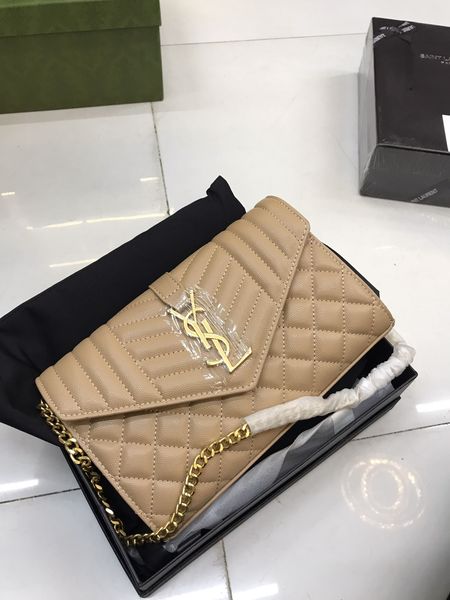 Túi Xách YSL Super Màu Kem Da Hạt Khóa Vàng Size 22cm