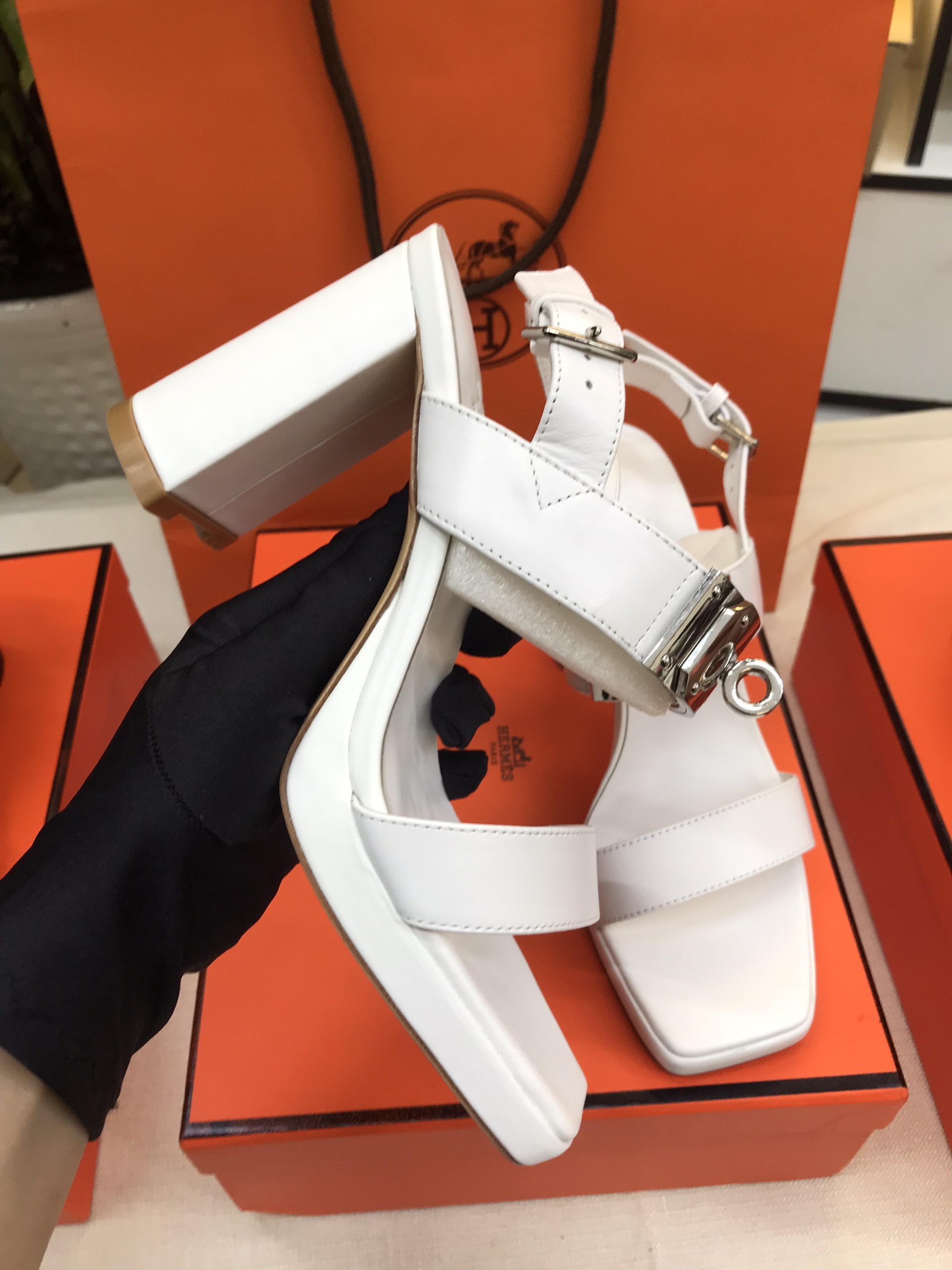 Giày Hermes Ilona 90 Sandal Siêu Cấp Màu Trắng Size 39