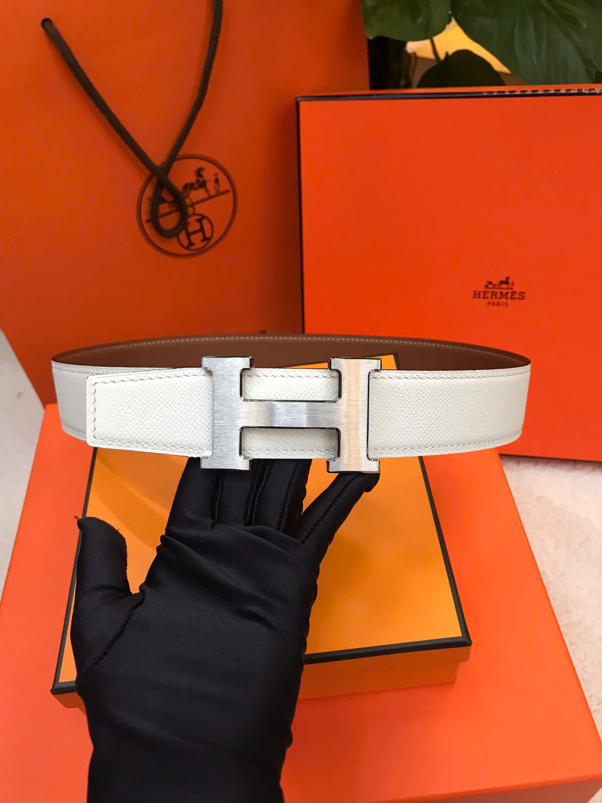 Thắt Lưng Hermes Epsom Belt Siêu Cấp Màu Trắng