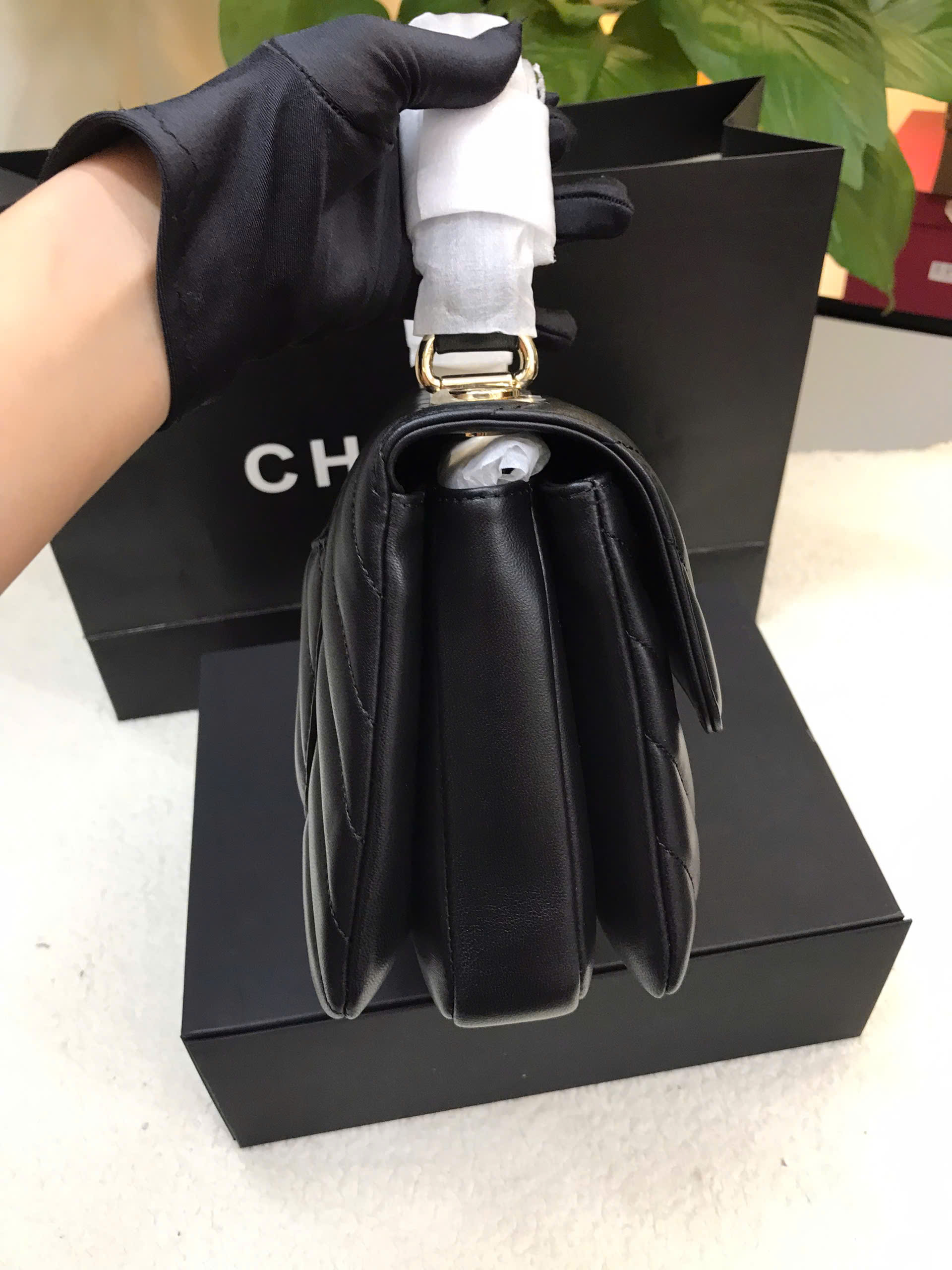 Túi Chanel Flap Bag With Top Handle Bag Vip Màu Đen Size 25cm