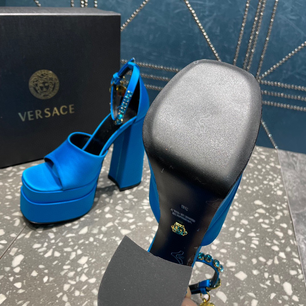 Giày Cao gót Versace Siêu Cấp Màu Xanh Size Từ 35 - 42