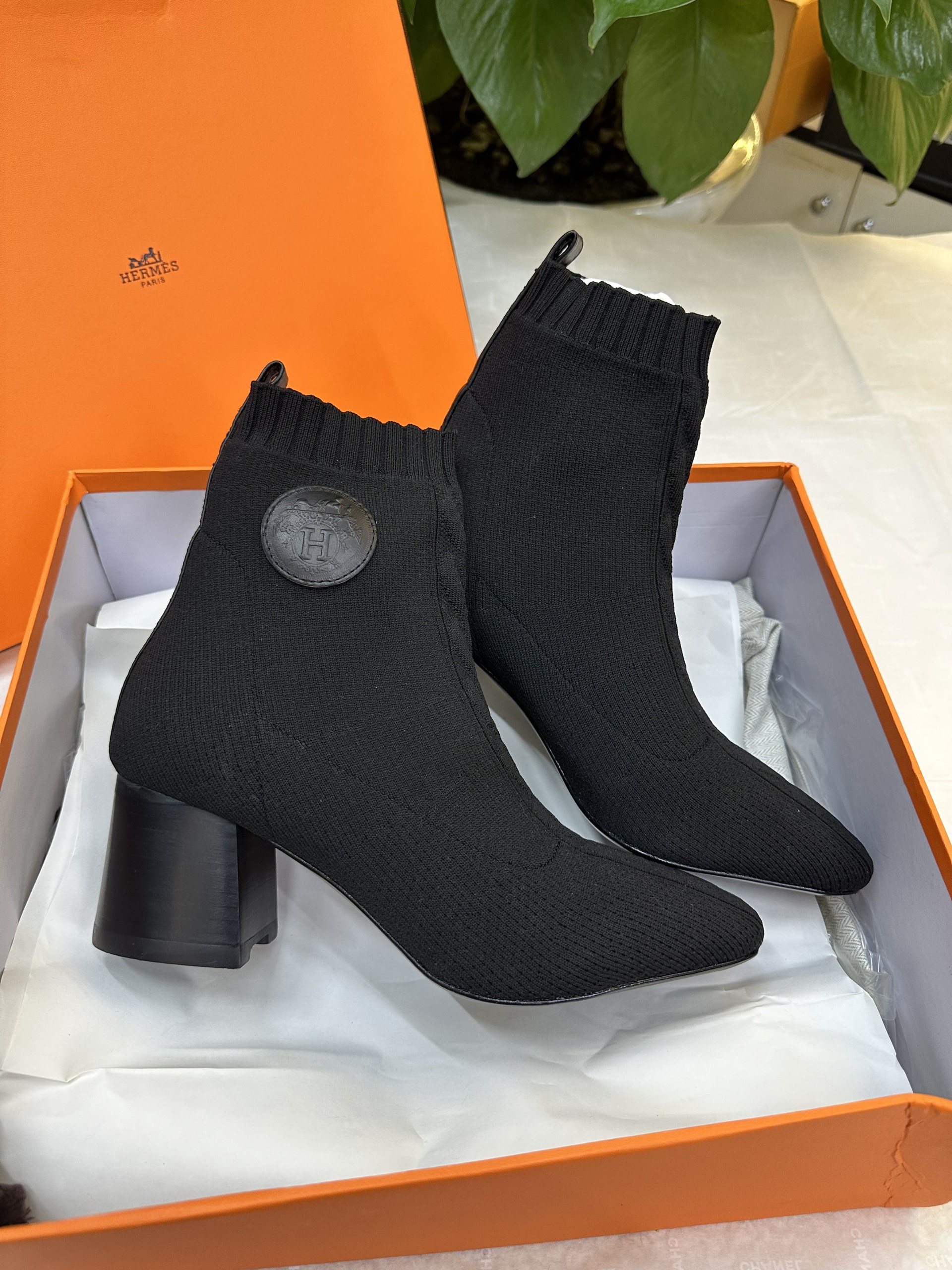 Giày Hermes Jenna 90 Ankle Boot Black Siêu Cấp Size 36