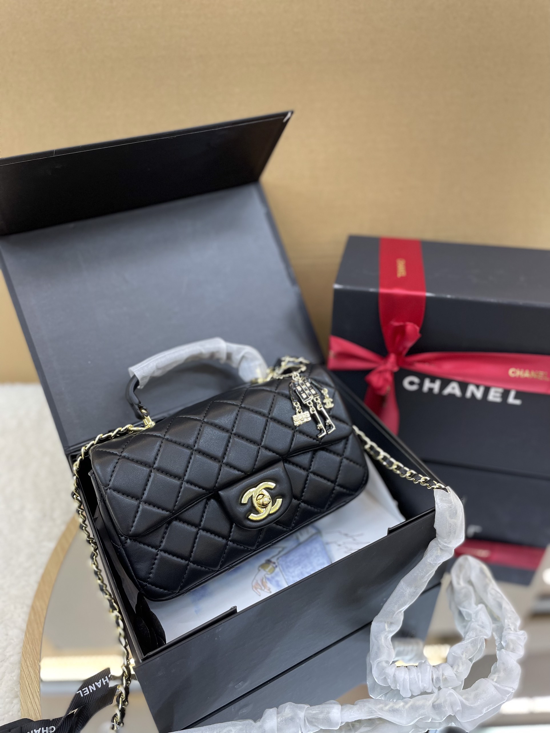 Túi Xách Chanel Classic Chú Hề Super Màu Đen Size 20cm Full Box