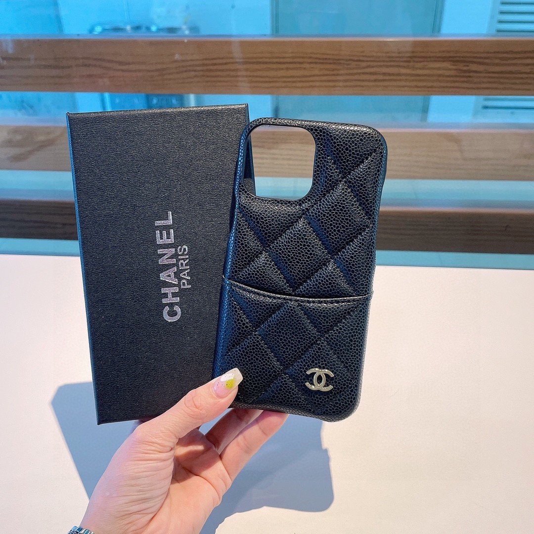 Ốp Lưng Chanel Da Caviar Kim cương Siêu Cấp Ngăn Đựng Thẻ Full Box