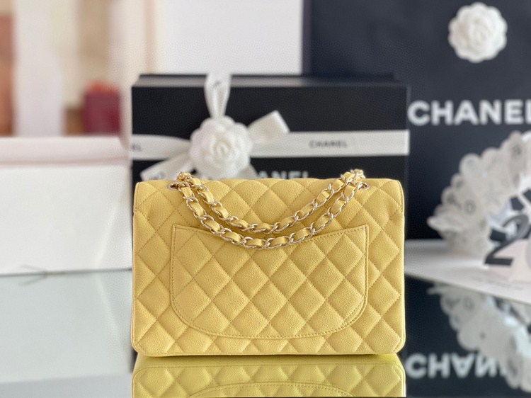 Túi Xách Chanel Classic Vip Màu Vàng Da Hạt Size 23cm