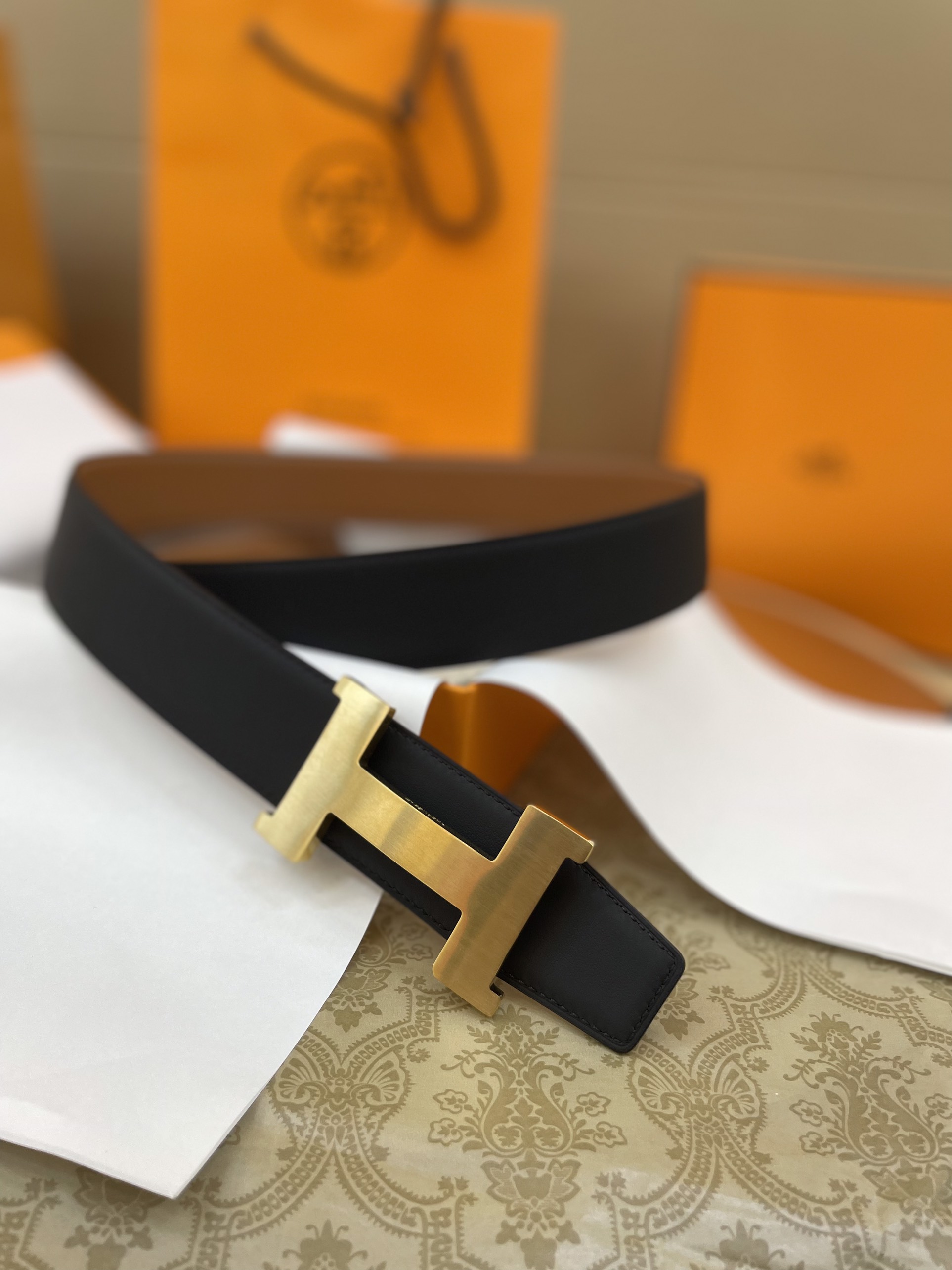 Thắt Lưng Hermes Logo H Da Epsom Màu Nâu 107cm/ 3.8cm