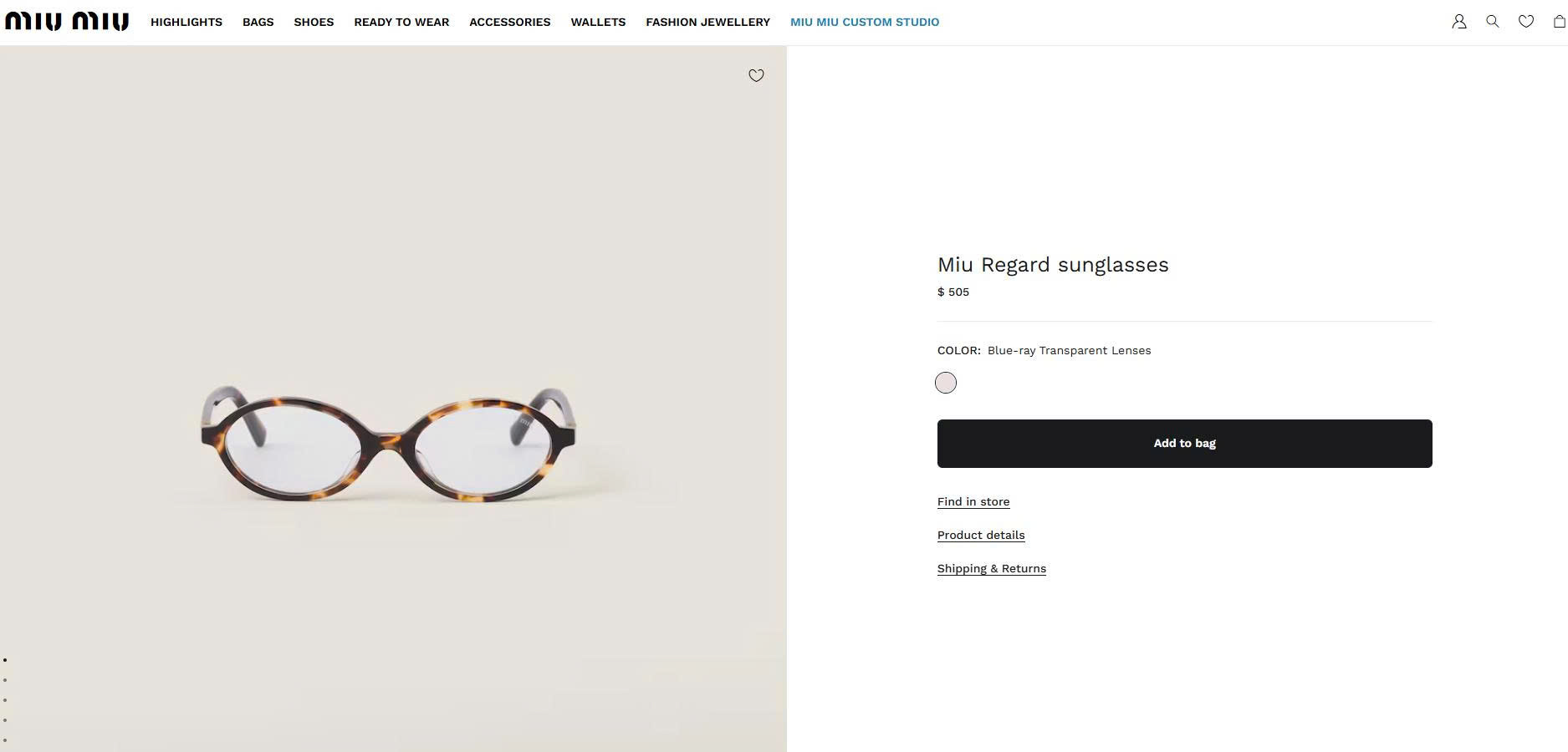 Kính Miu Miu Regard Sunglasses Siêu Cấp SMU04Z